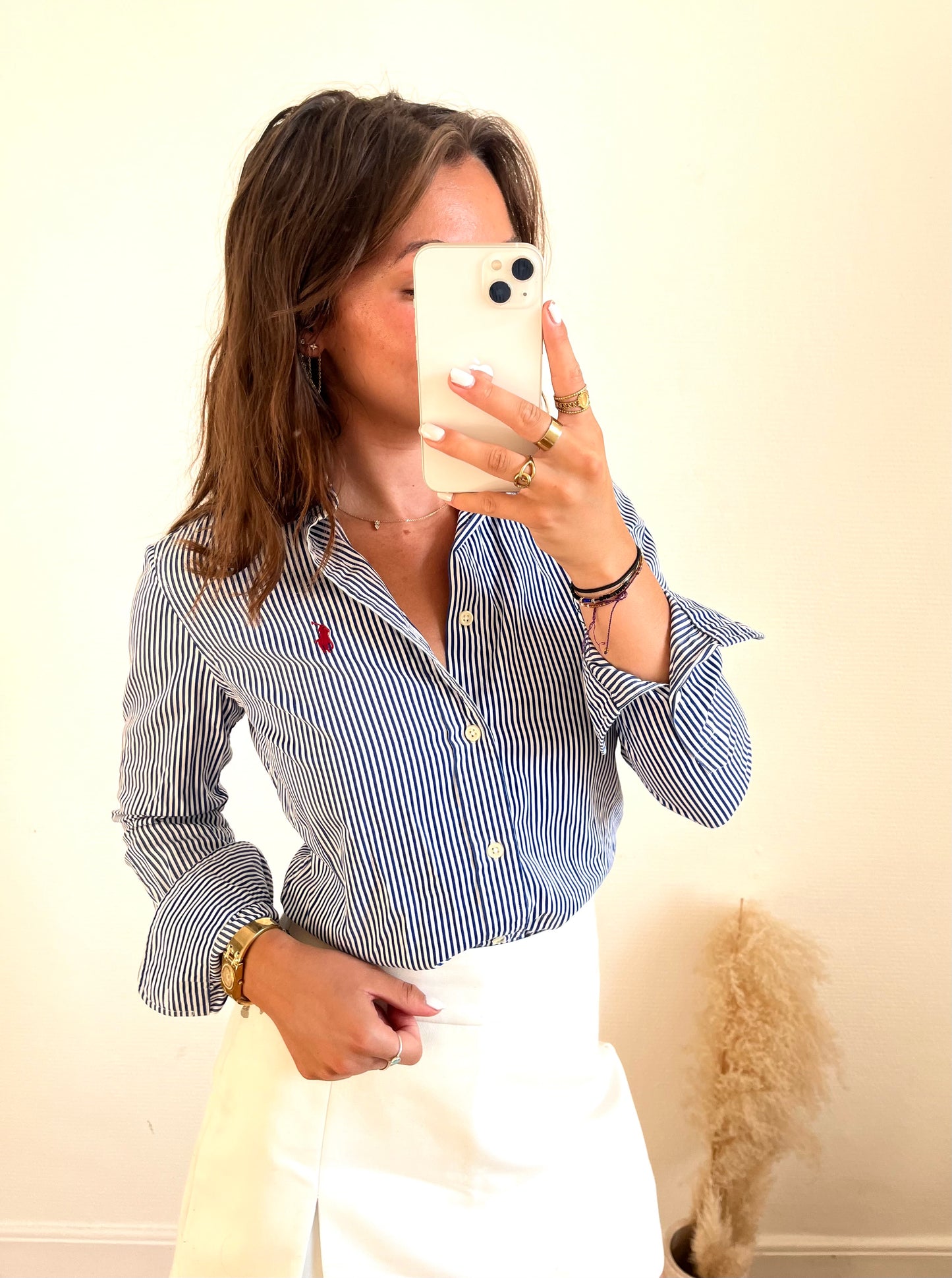 Chemise Ralph Lauren rayée blanche et bleu - S