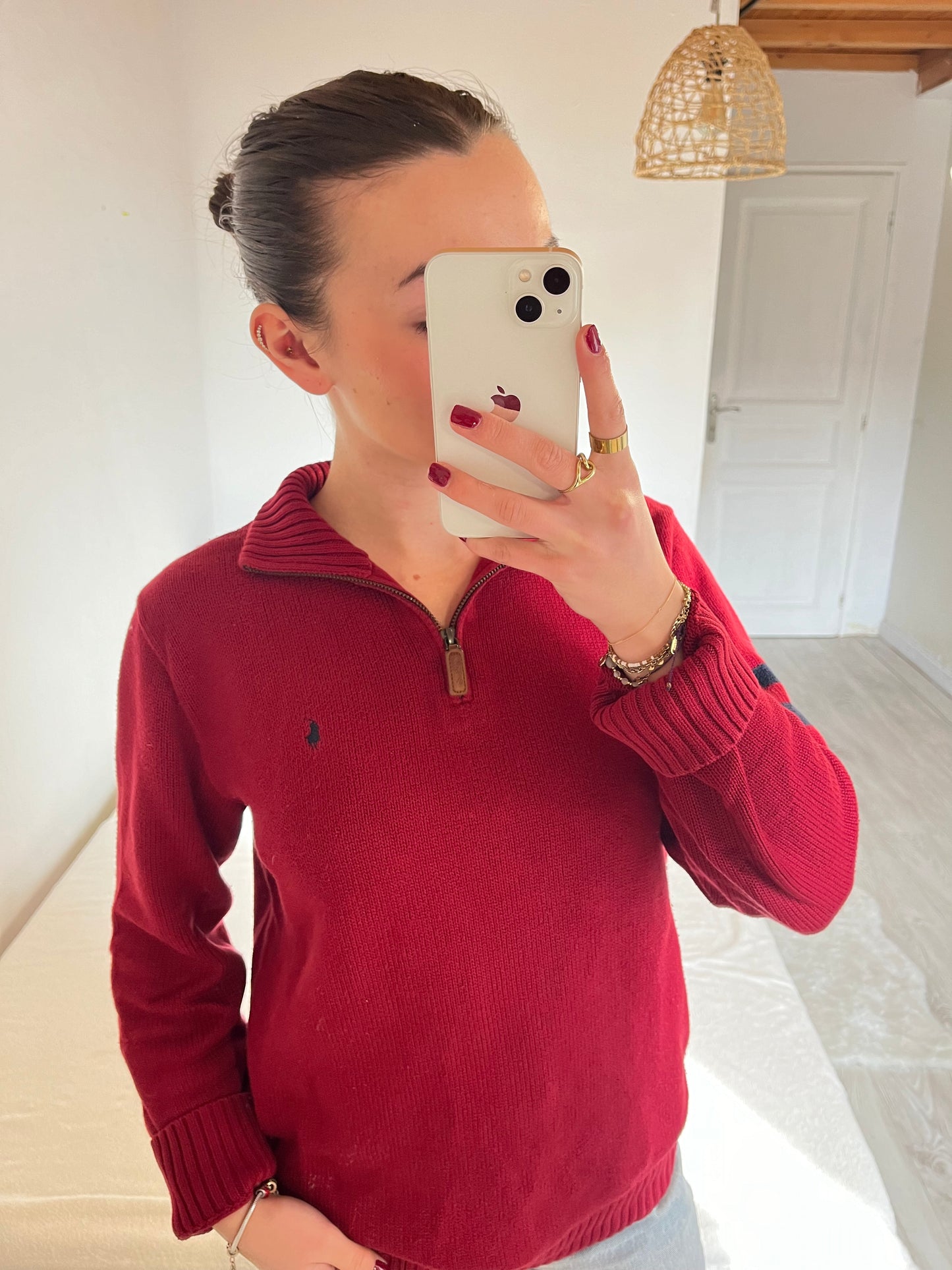 Pull demi-zip rouge Ralph Lauren - M