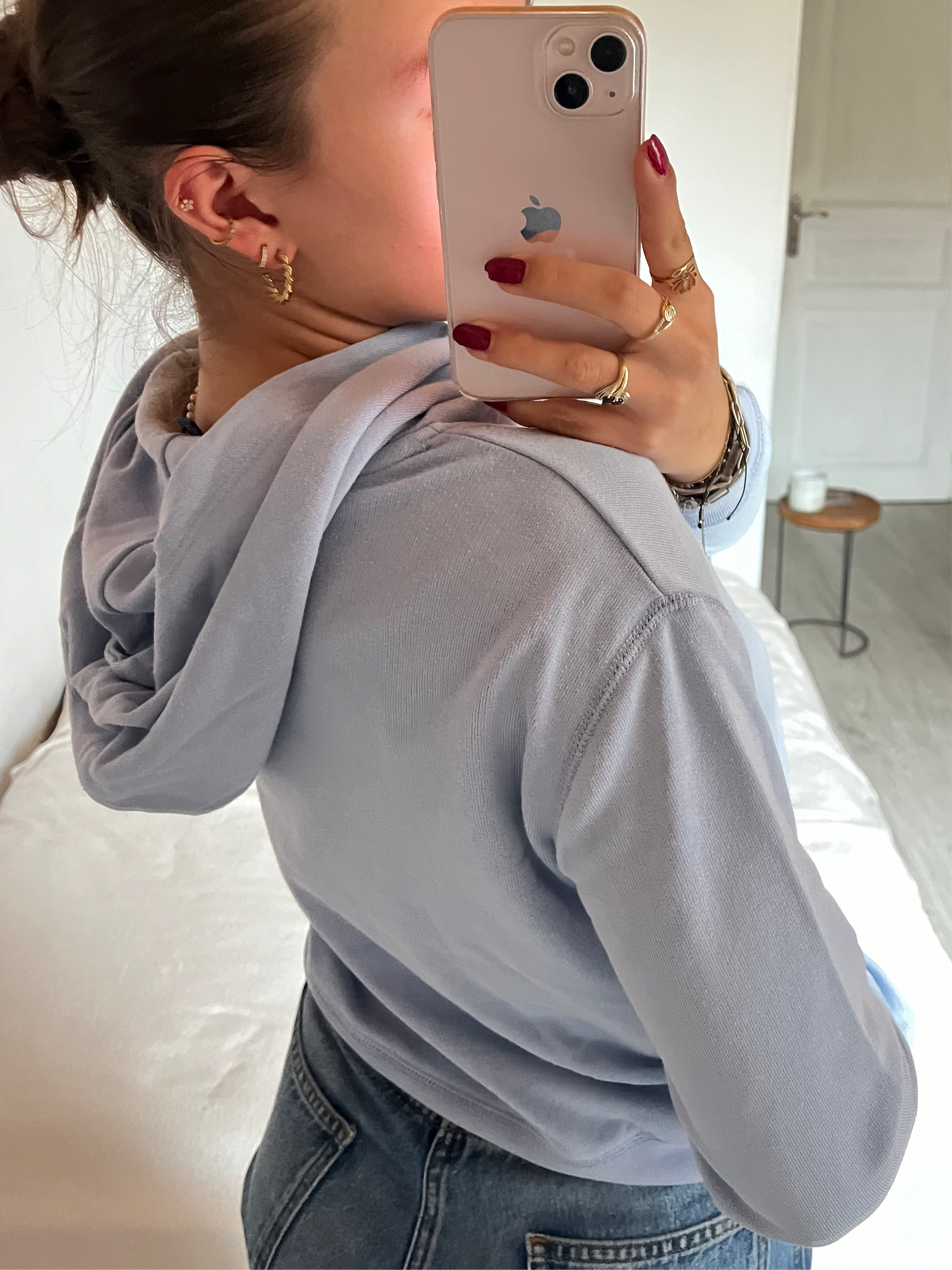 Sweat à capuche bleu pastel - XS