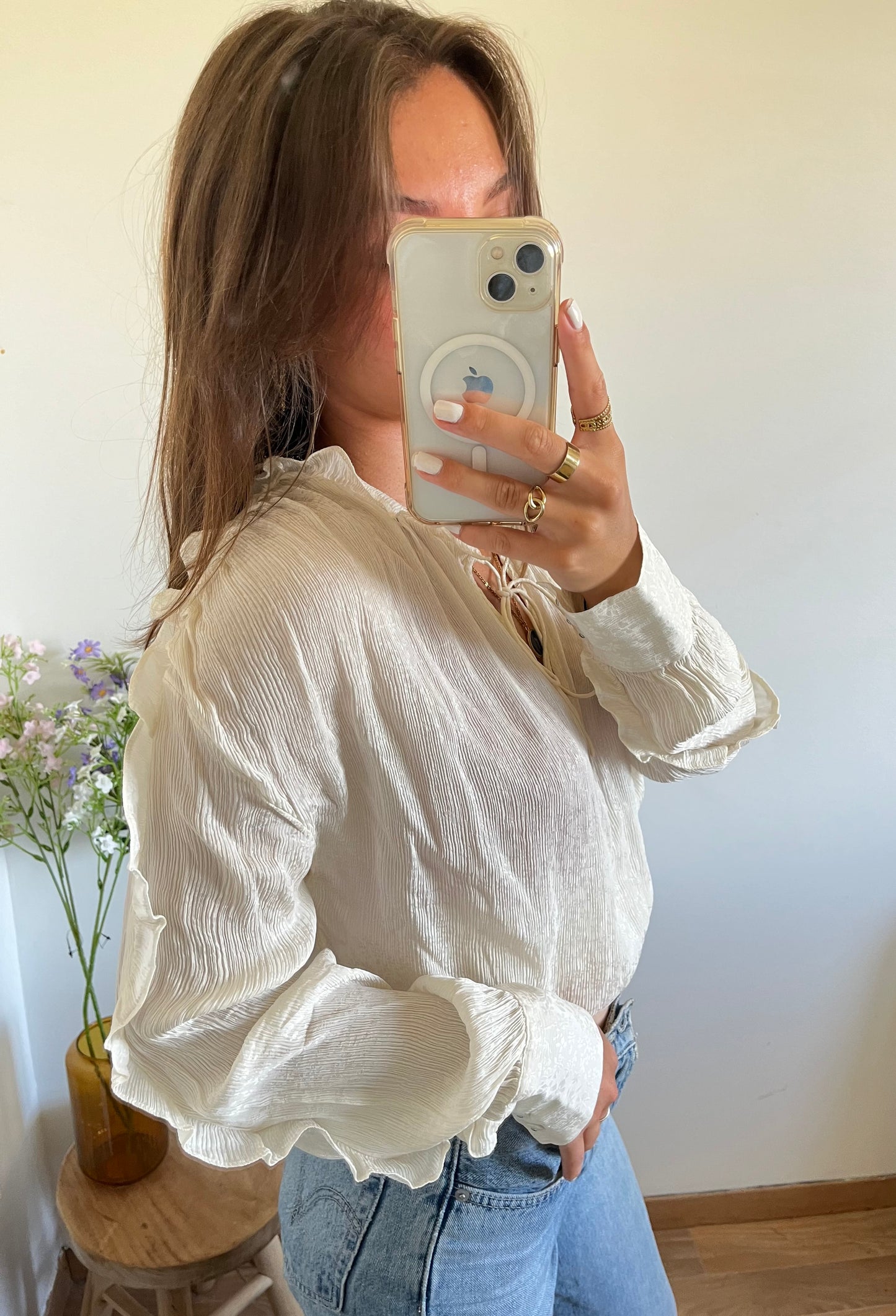 Blouse en soi légère beige The Kooples - M