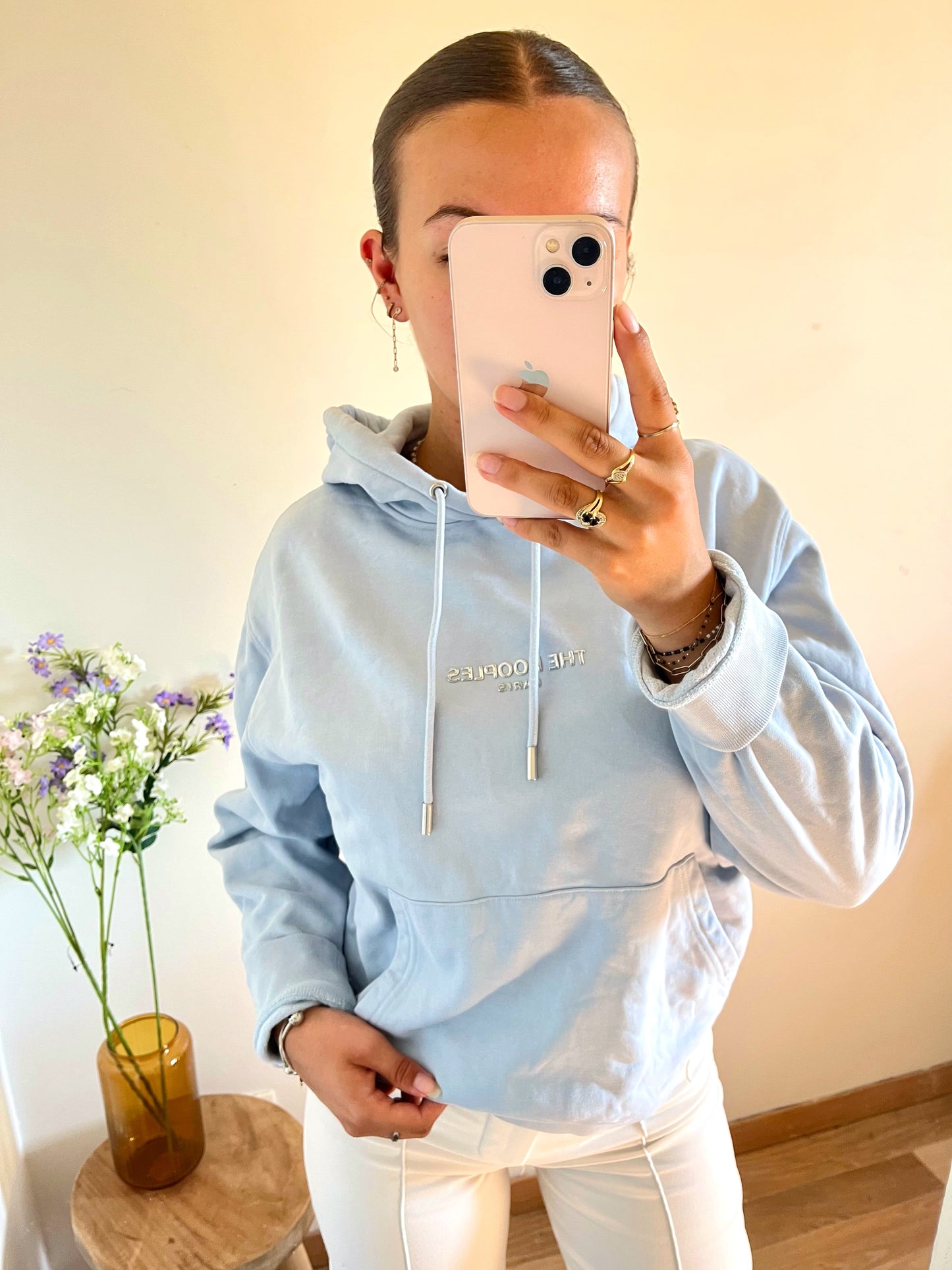 Sweat à capuche bleu pastel - S