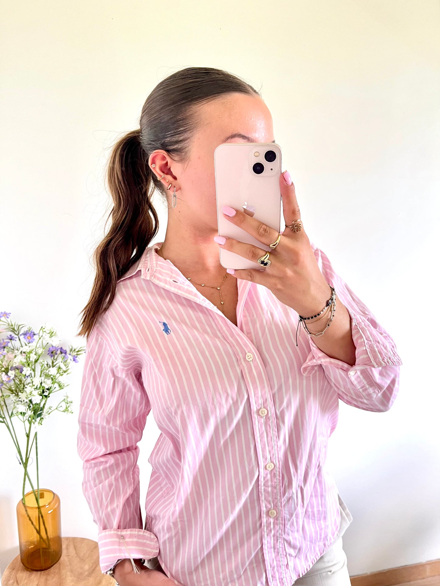 Chemise rayée rose Ralph Lauren - S
