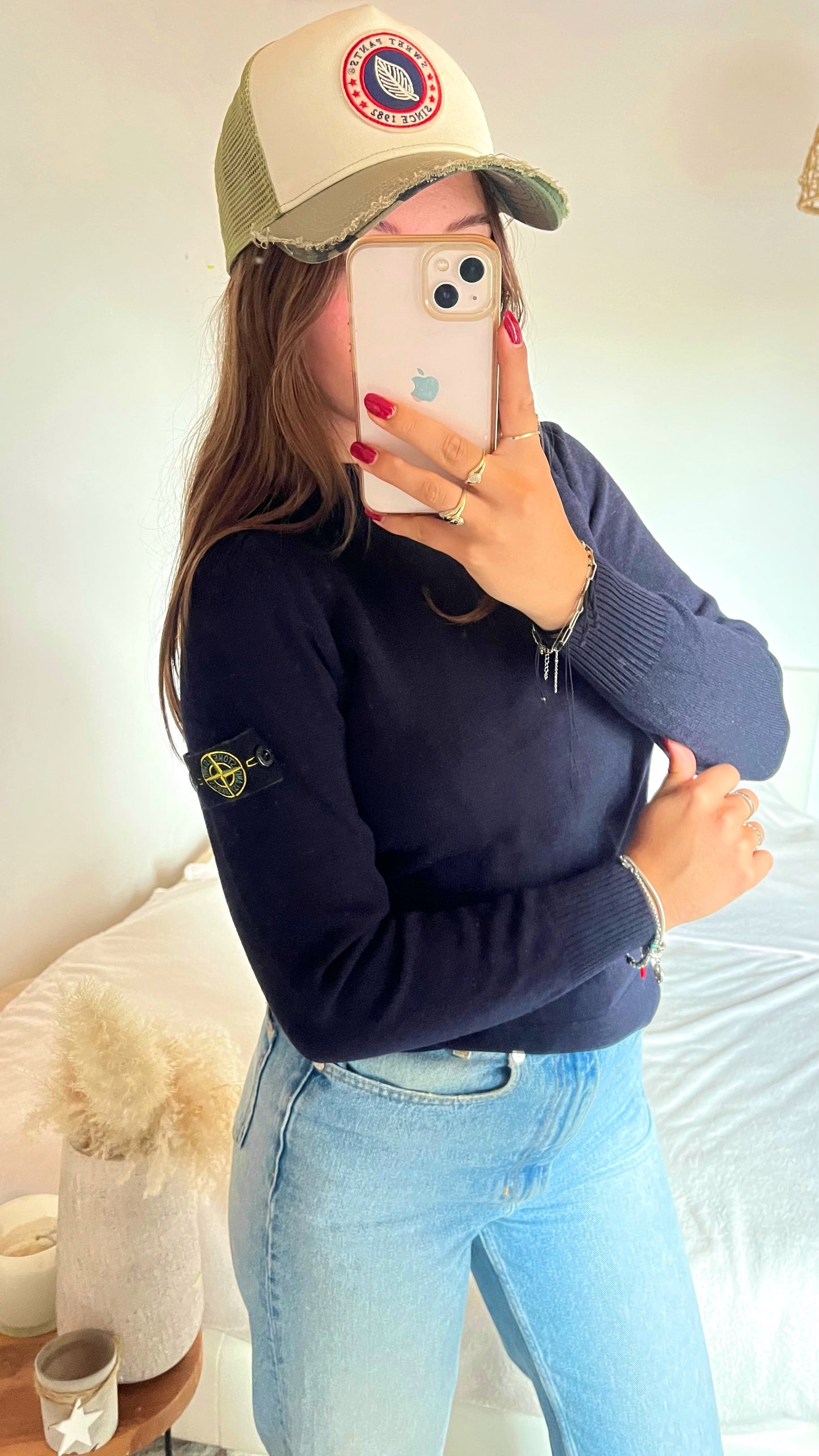 Pull Stone Island bleu marine en laine - S/M