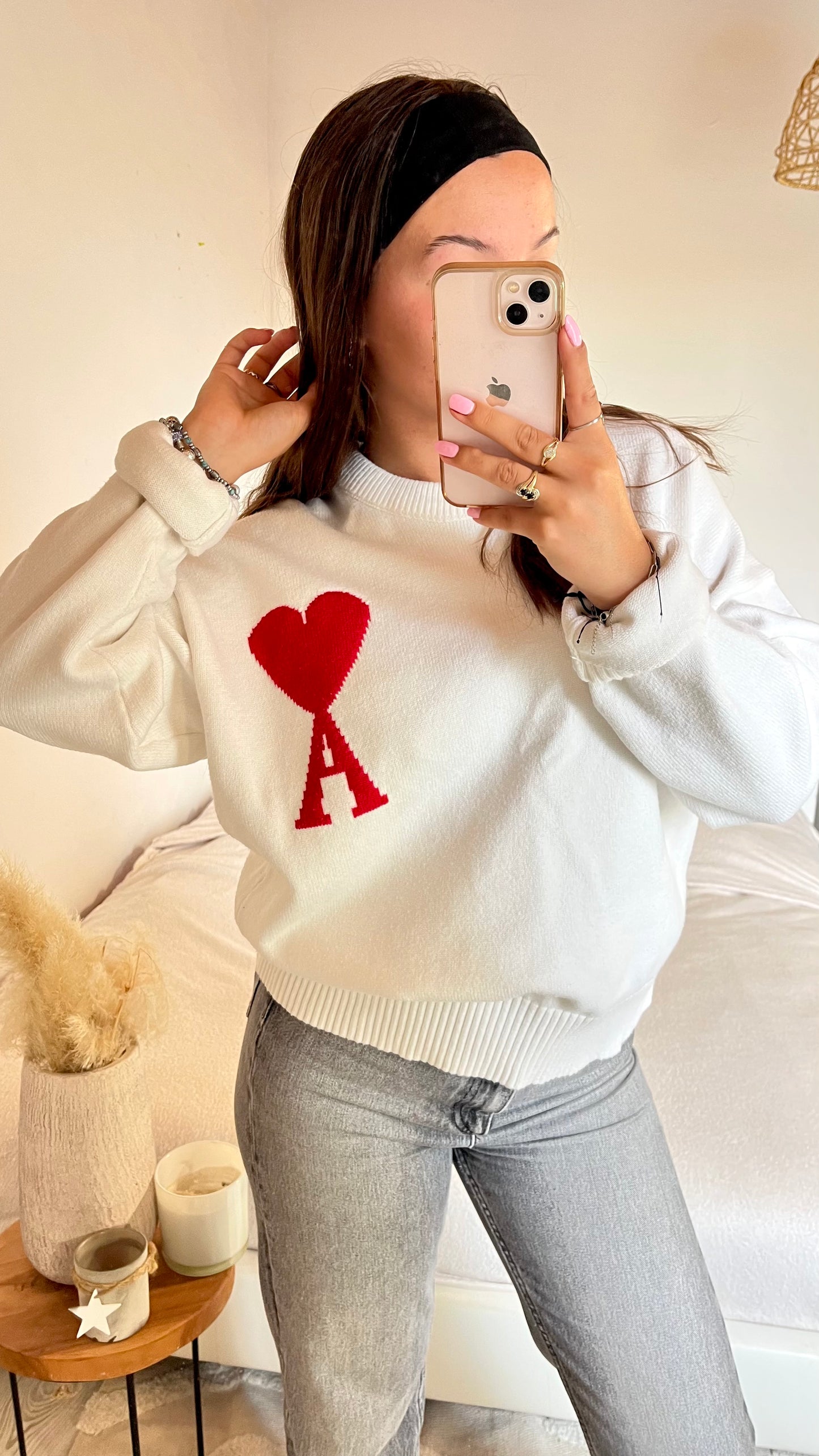 Sweat col rond blanc Ami Paris - M