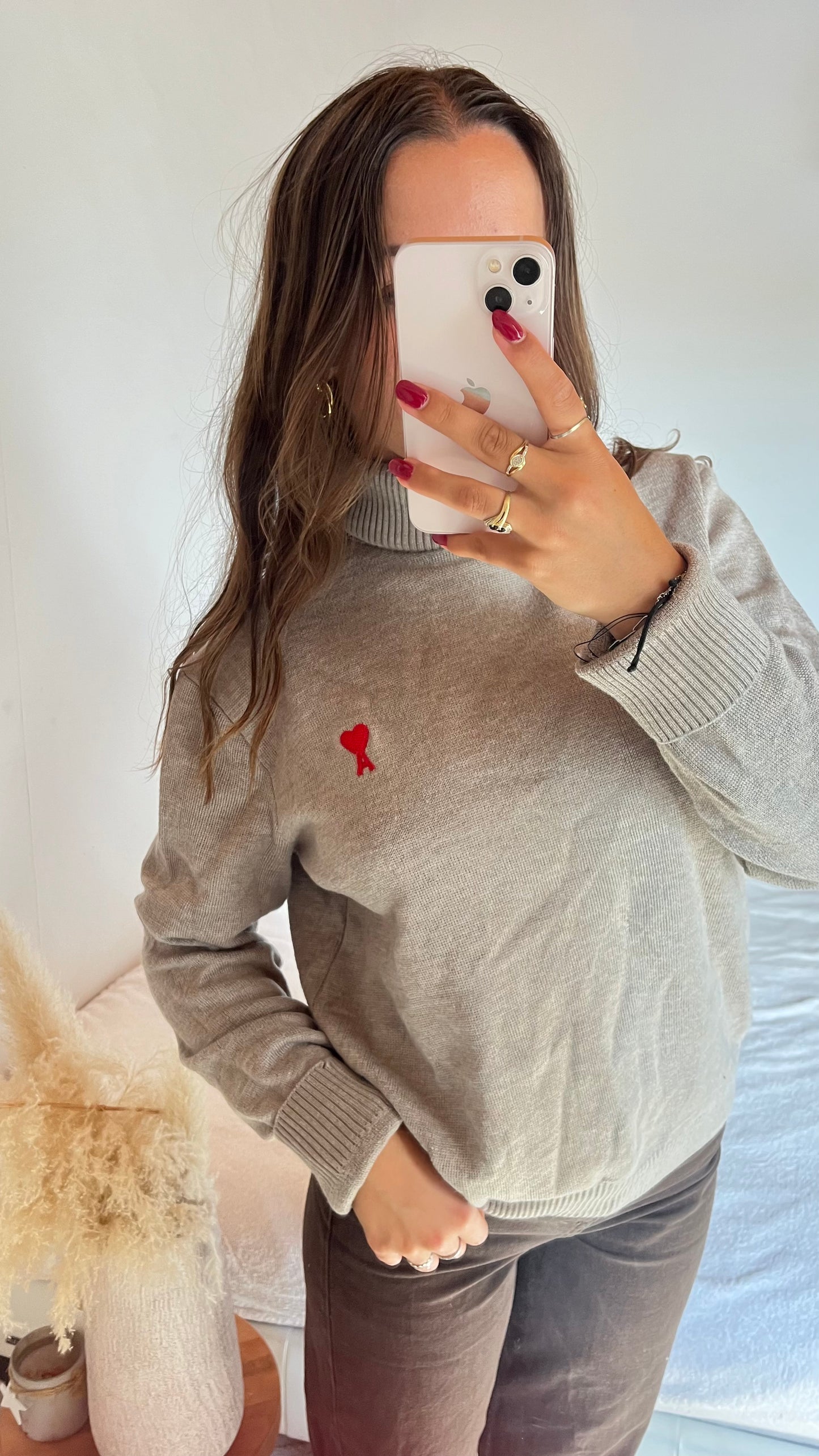Pull beige laine de mérinos Ami Paris - S