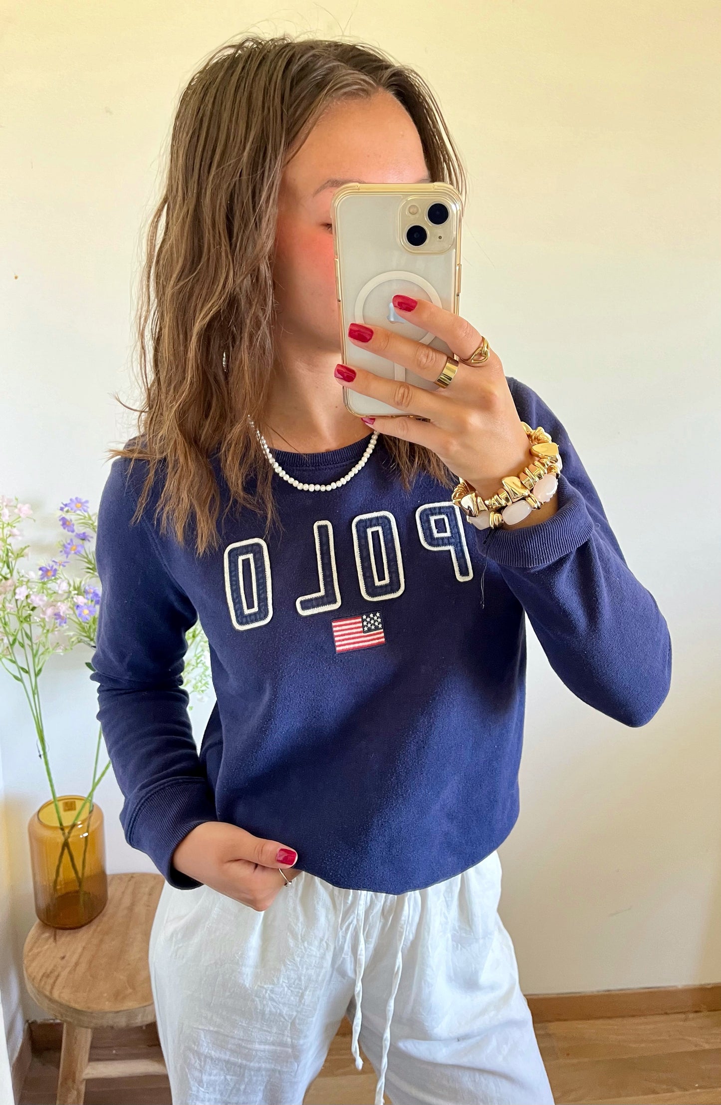 Sweat bleu marine American flag Ralph Lauren - XS