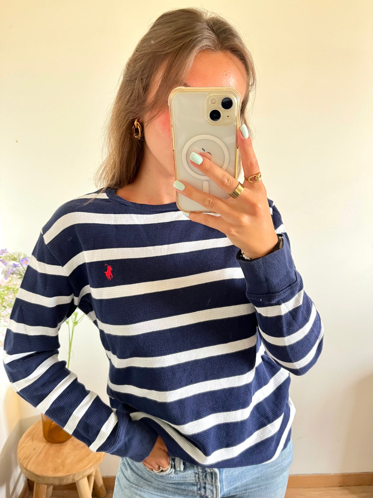 Pull col rond marinière Ralph Lauren - S
