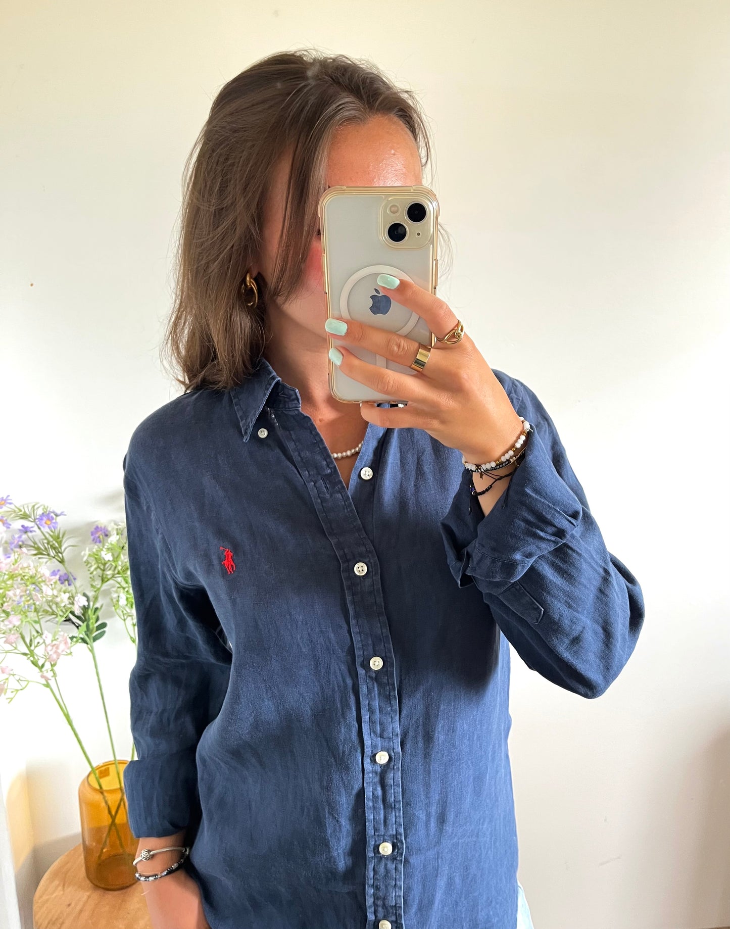 Chemise en lin bleu marine Ralph Lauren - S homme / M femme