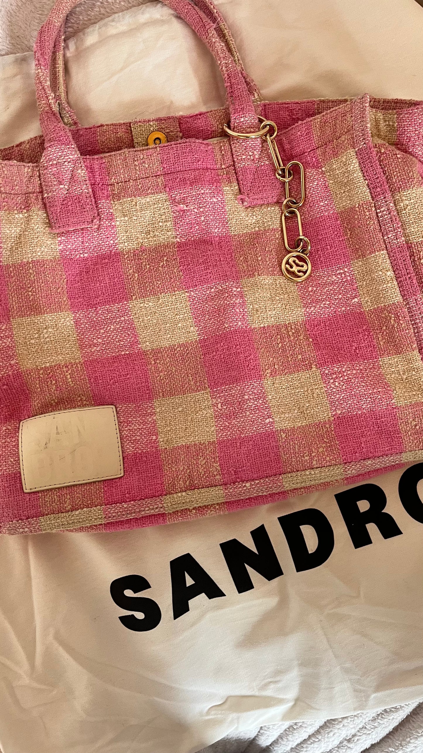 Sac cabas tweed rose Sandro