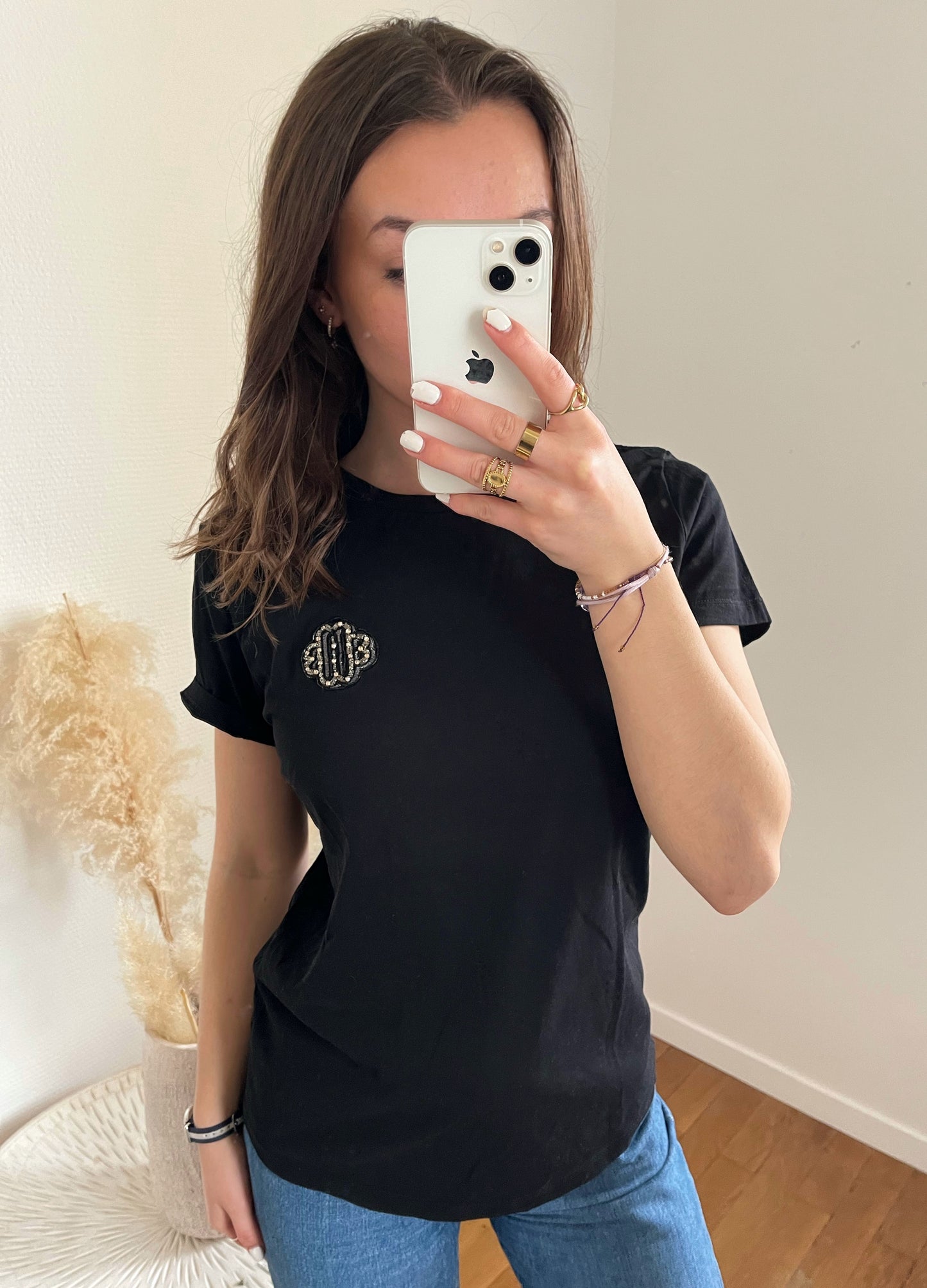 T-shirt noir Maje logo brillant - L