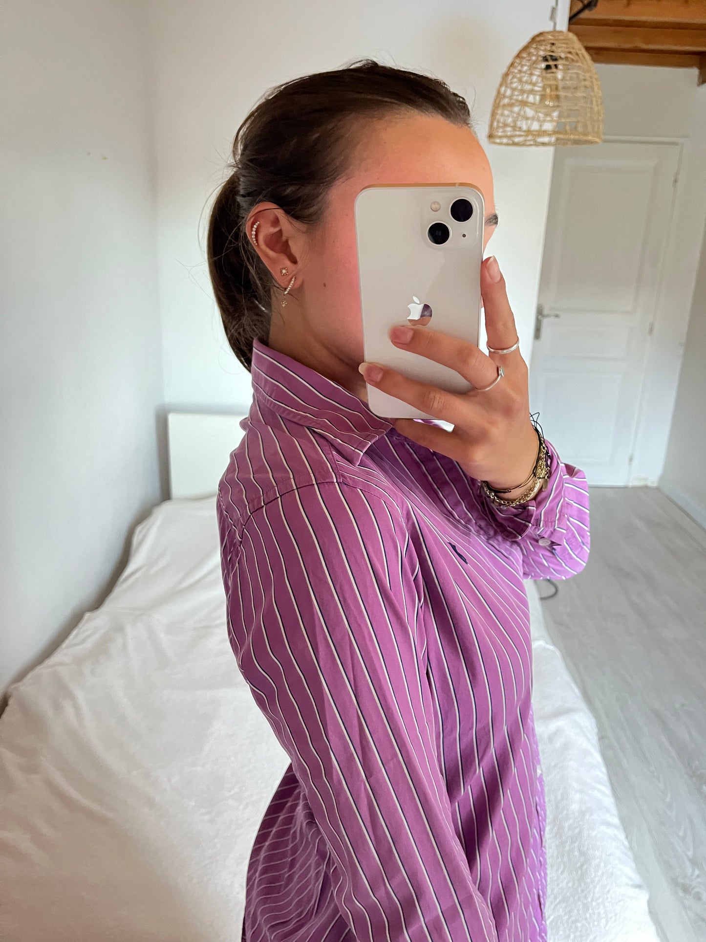 Chemise rayée violette Ralph Lauren - XS