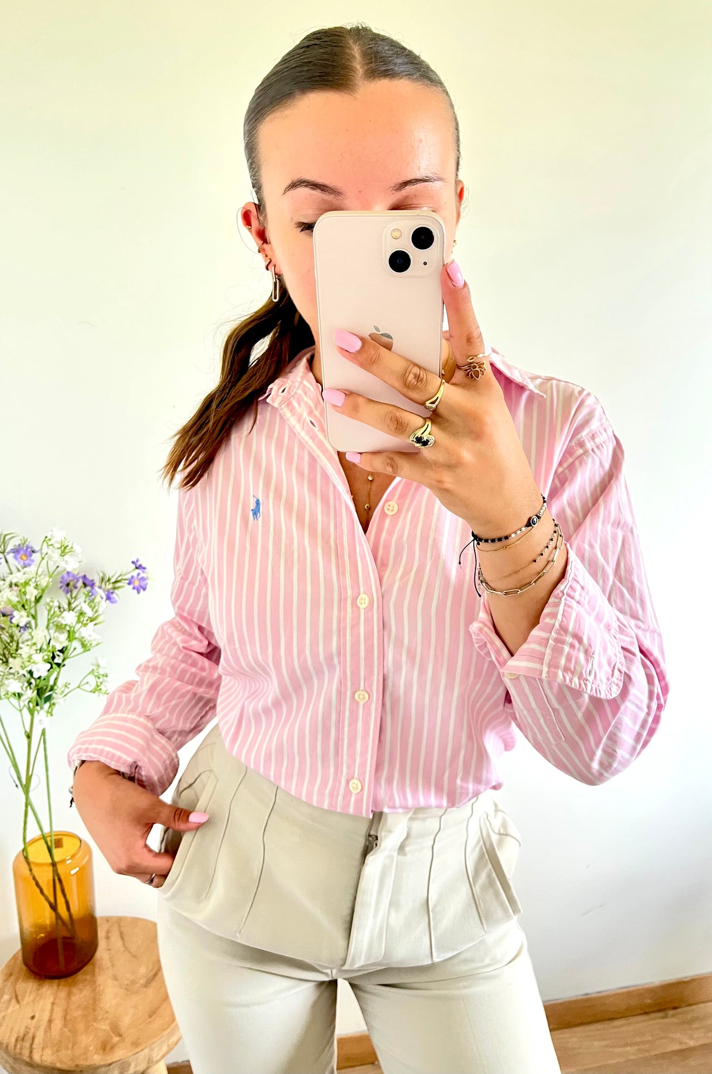 Chemise rayée rose Ralph Lauren - S