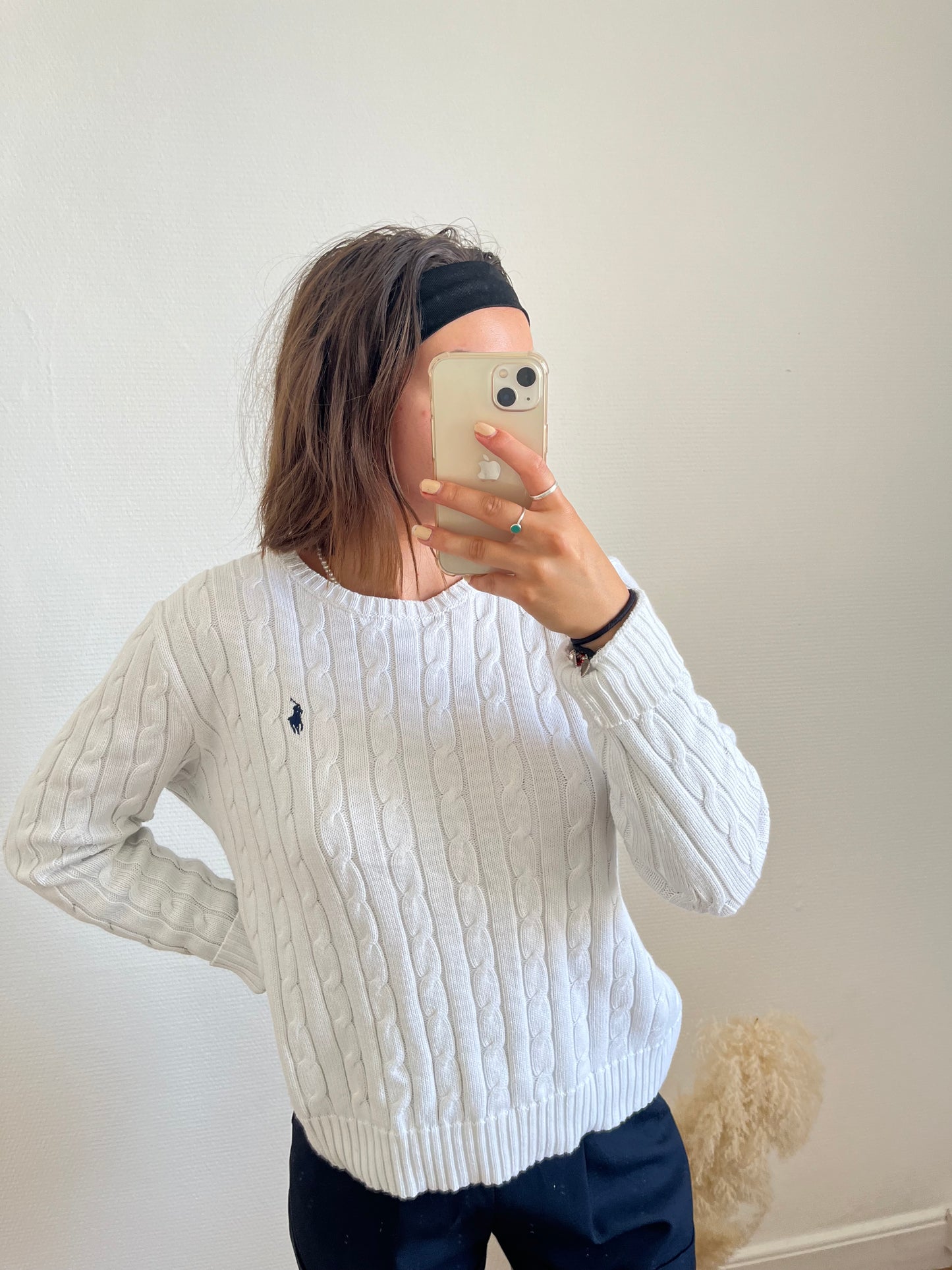 Pull torsadé blanc Ralph Lauren - M