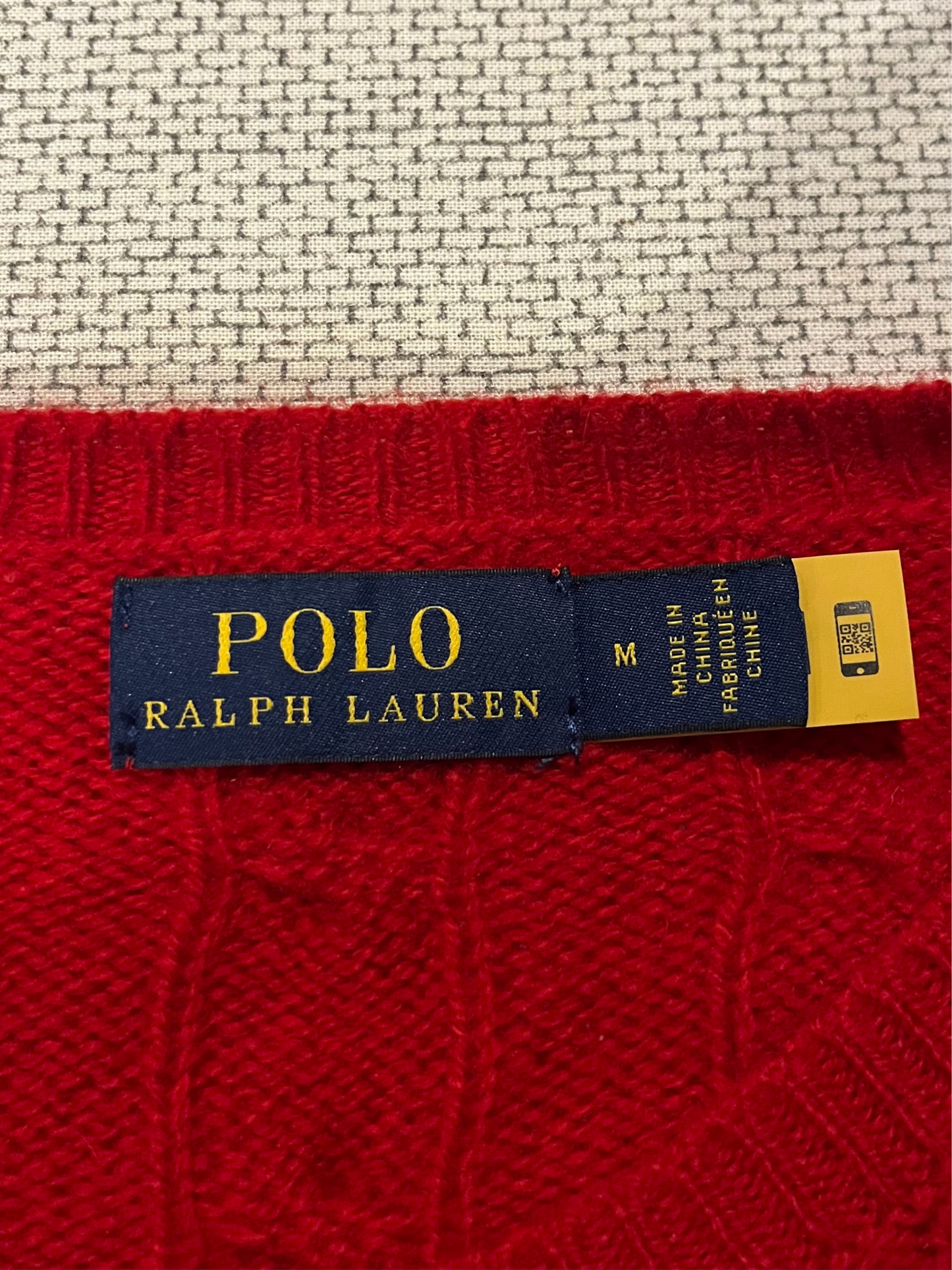 Pull torsadé laine & cachemire rouge Ralph Lauren - M