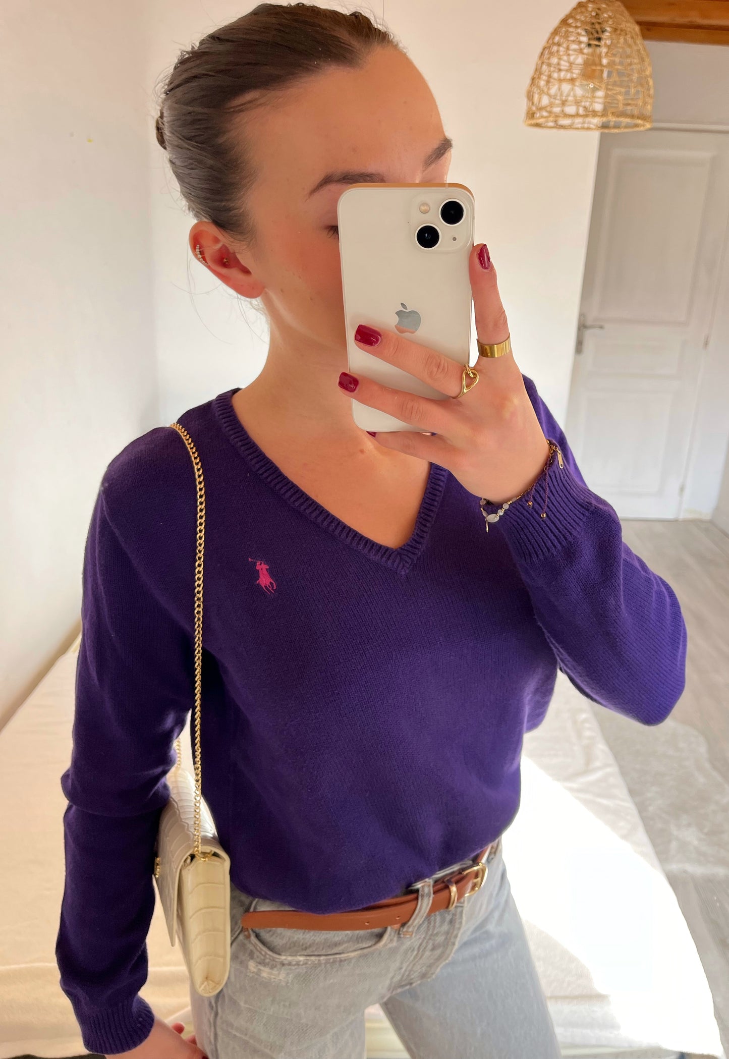 Pull col V violet RalphLauren - M