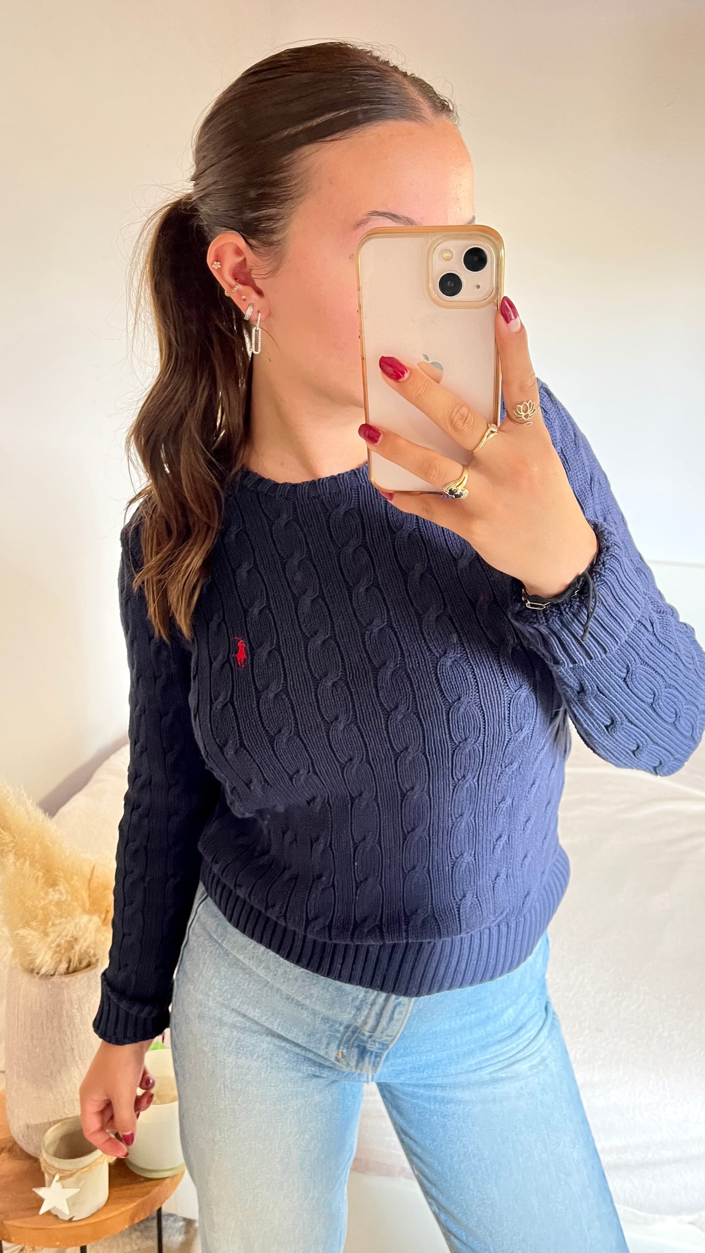 Pull torsadé Ralph Lauren bleu marine - M et L