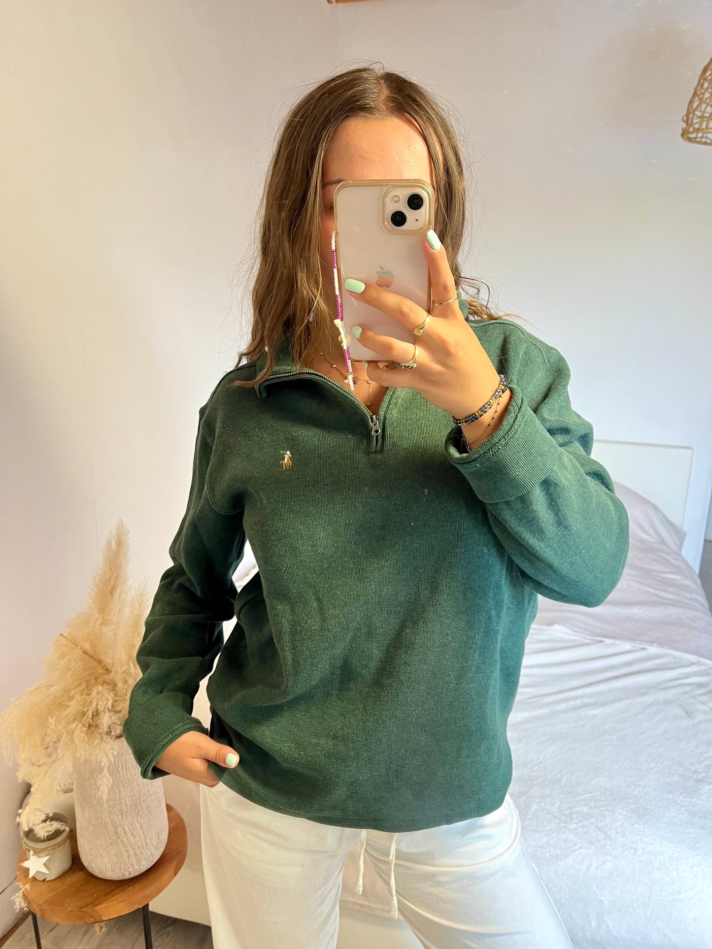 Pull demi-zip vert Ralph Lauren - M