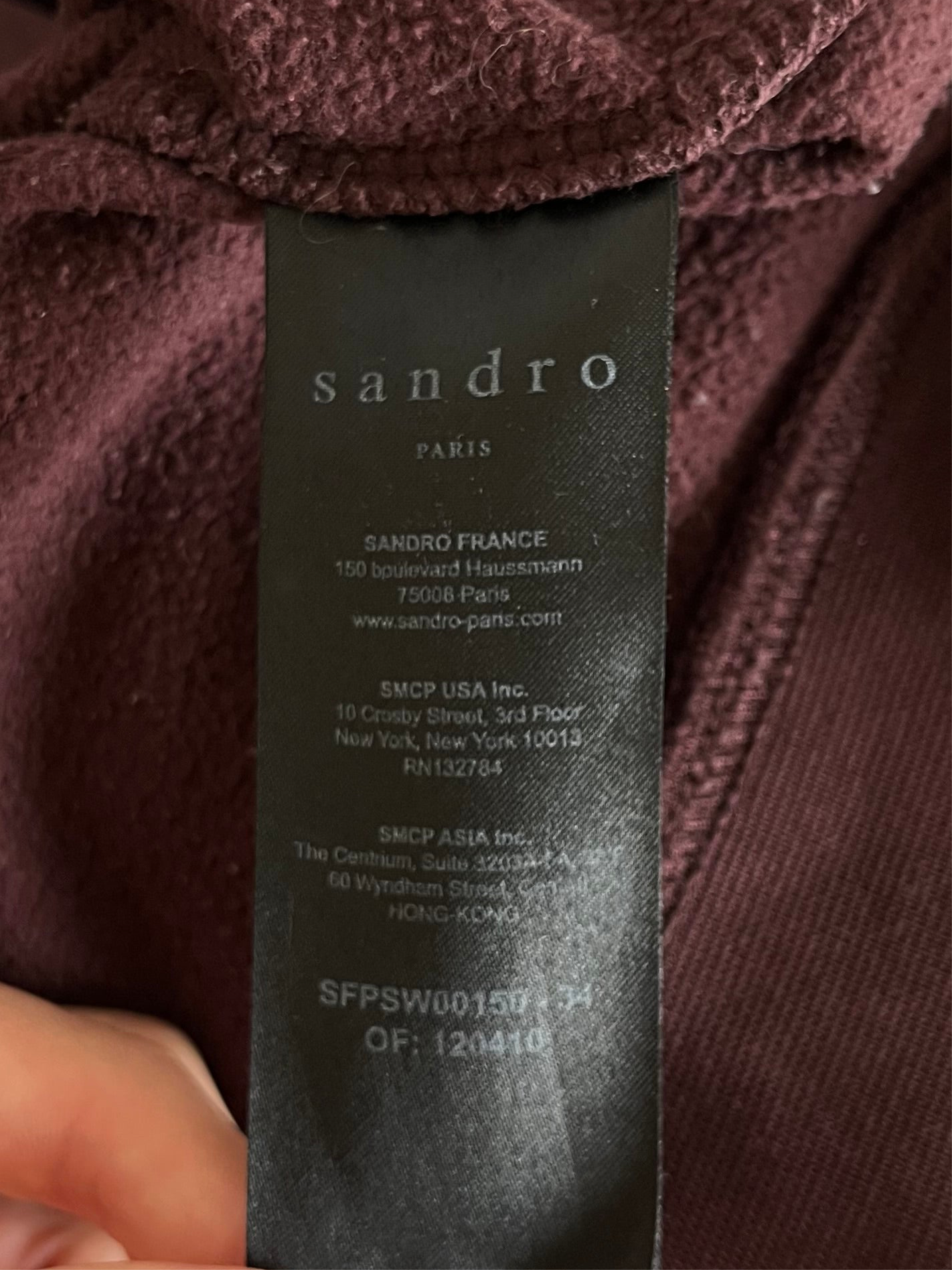 Sweat à capuche bordeaux Sandro - M