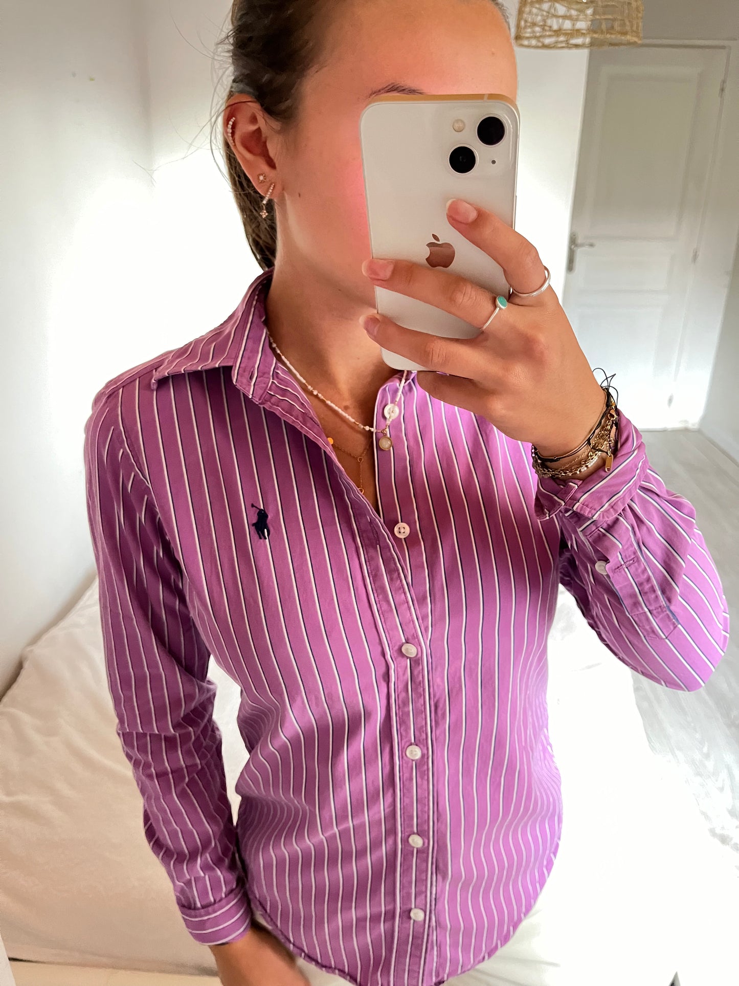Chemise rayée violette Ralph Lauren - XS
