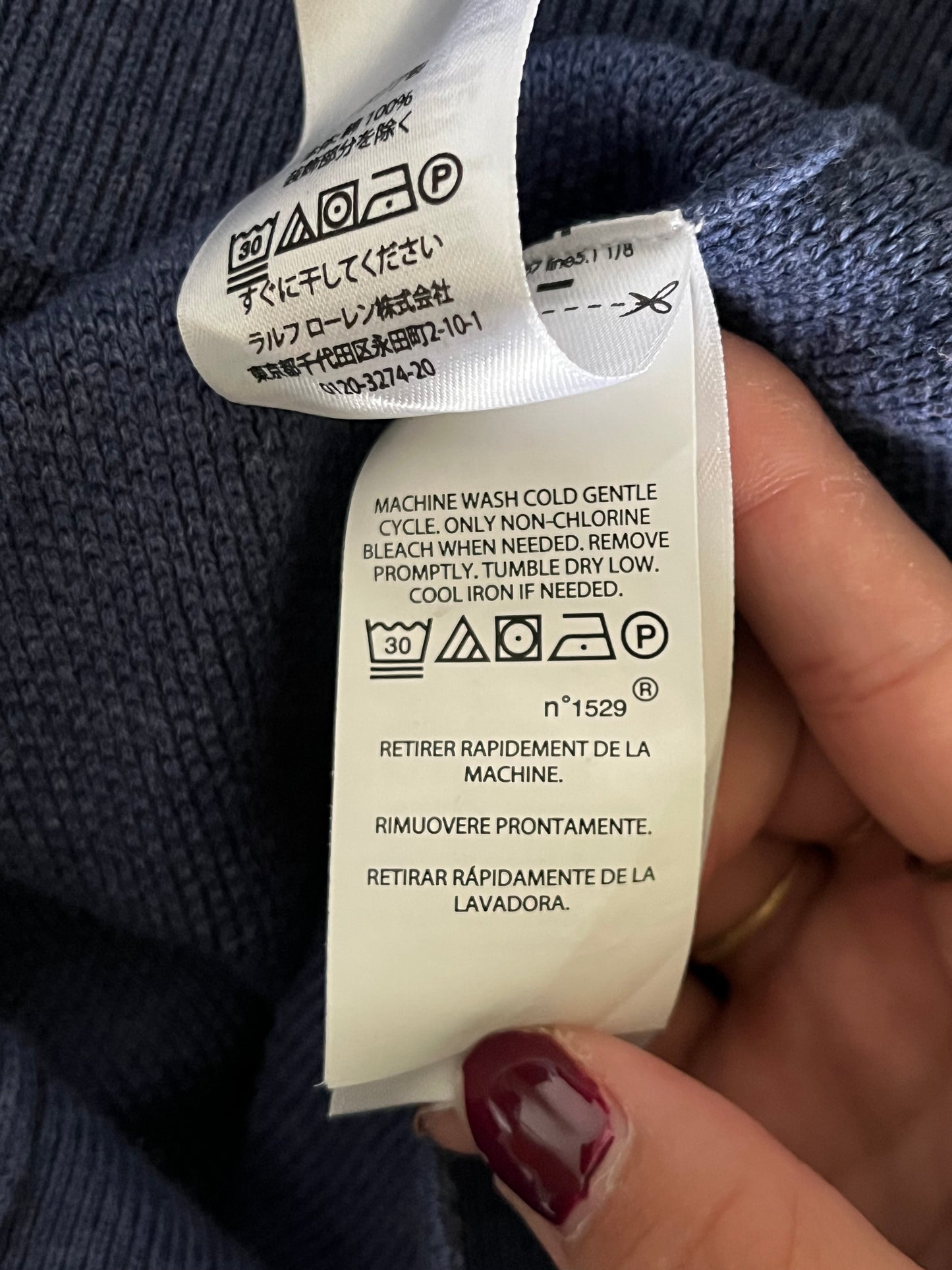 Pull demi-zippé Ralph Lauren bleu pastel - XS