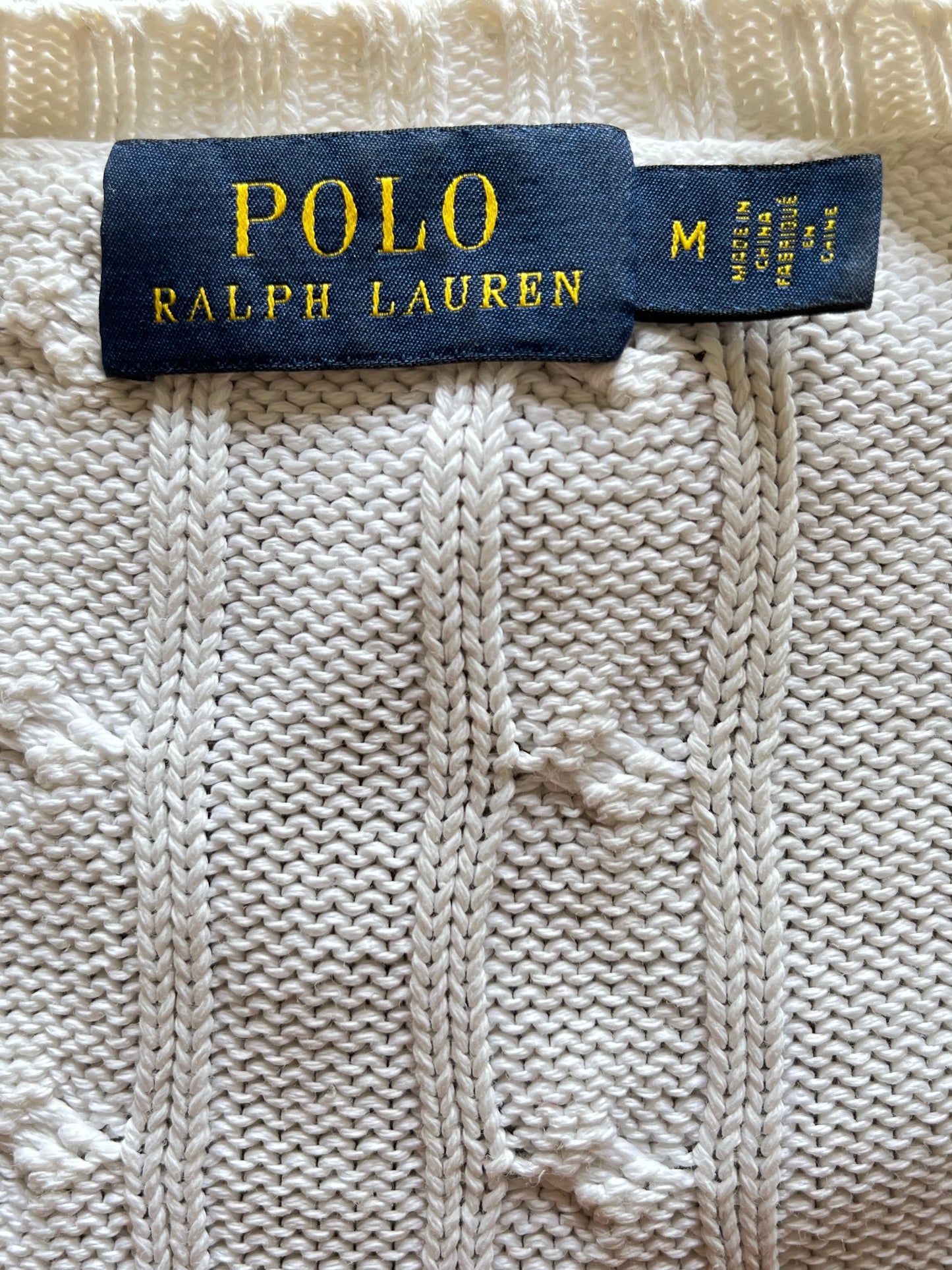 Pull col V torsadé blanc Ralph Lauren - M