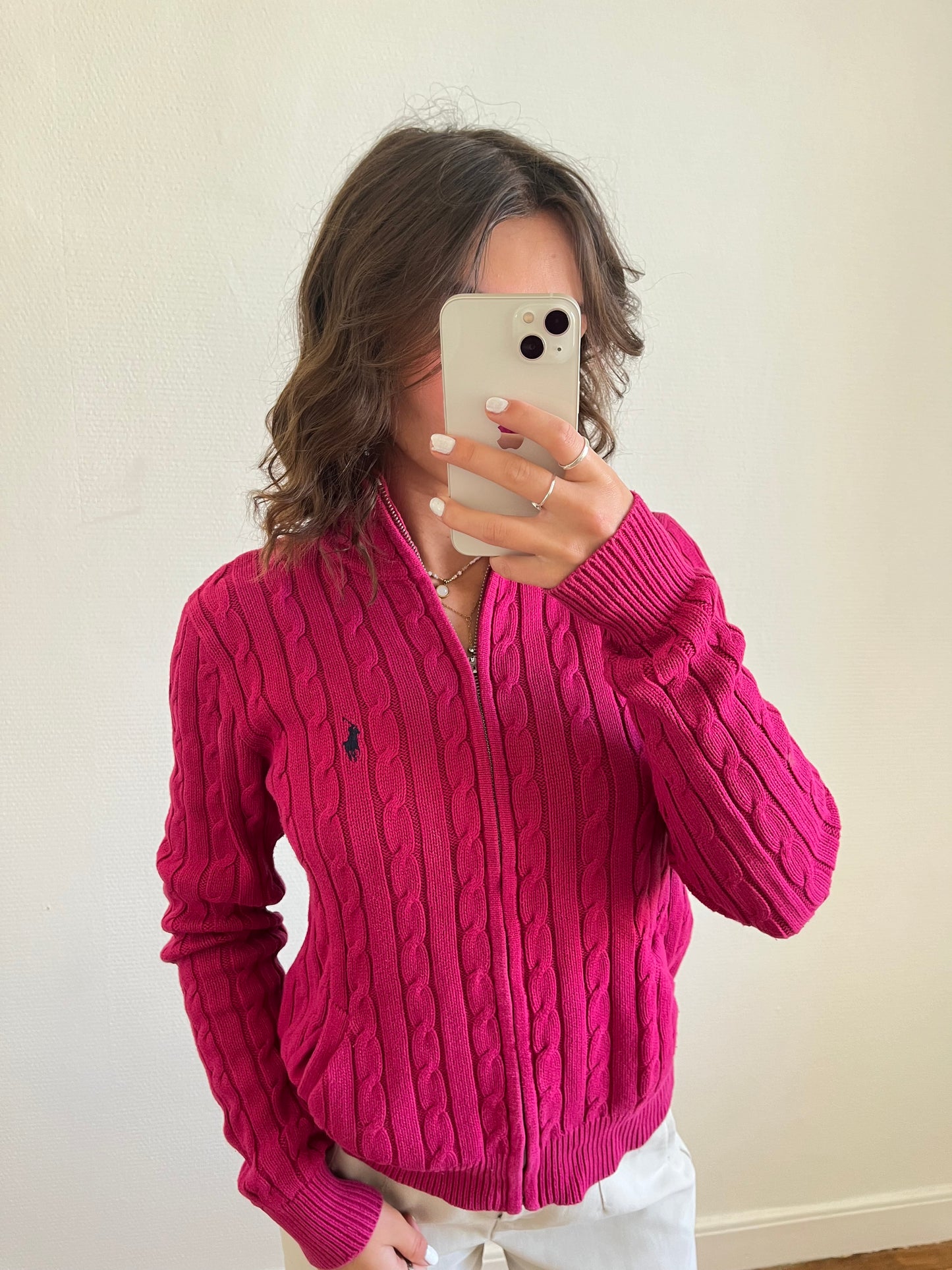 Veste torsadé rose Ralph Lauren - XL