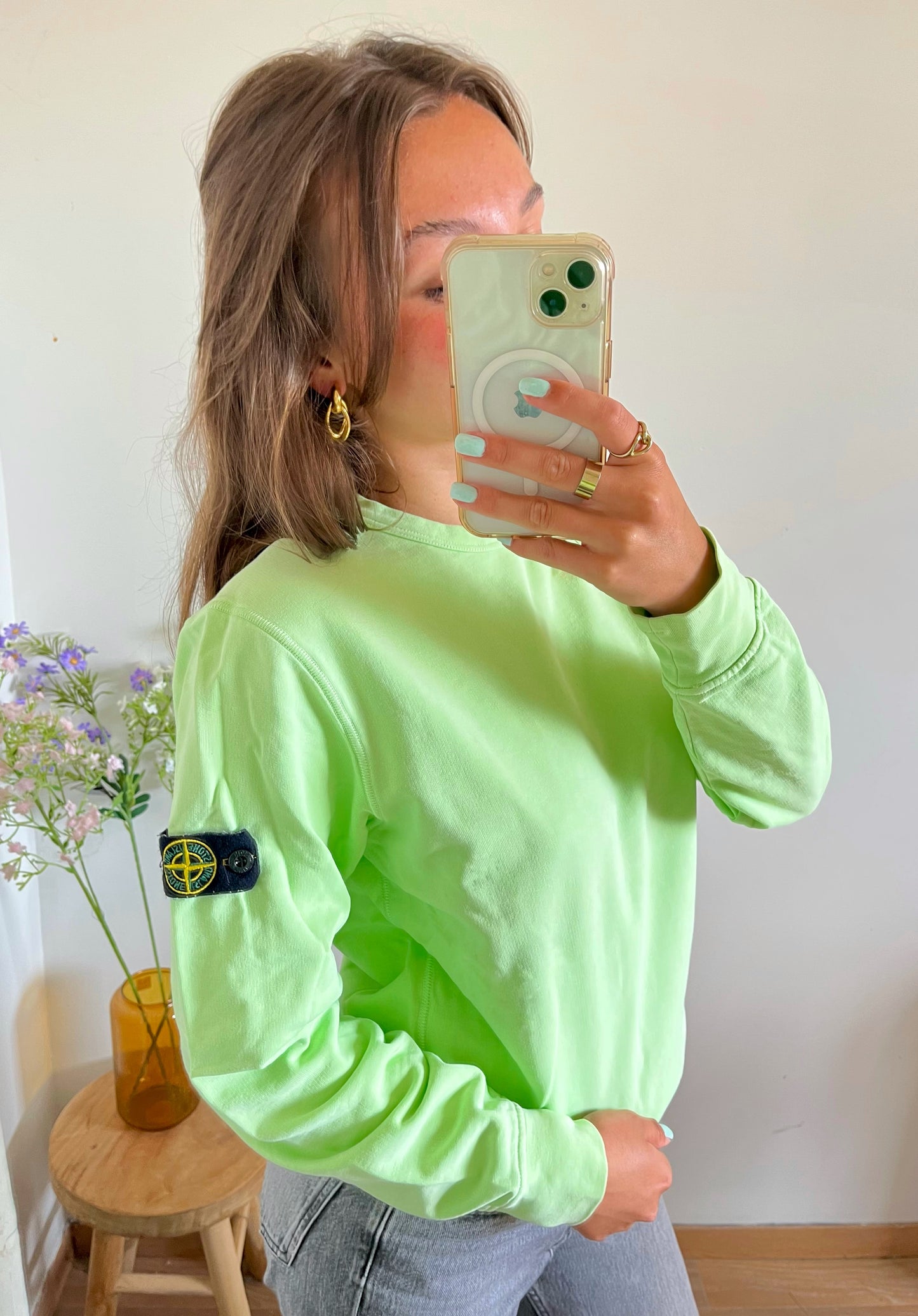 Pull vert pomme Stone Island - S