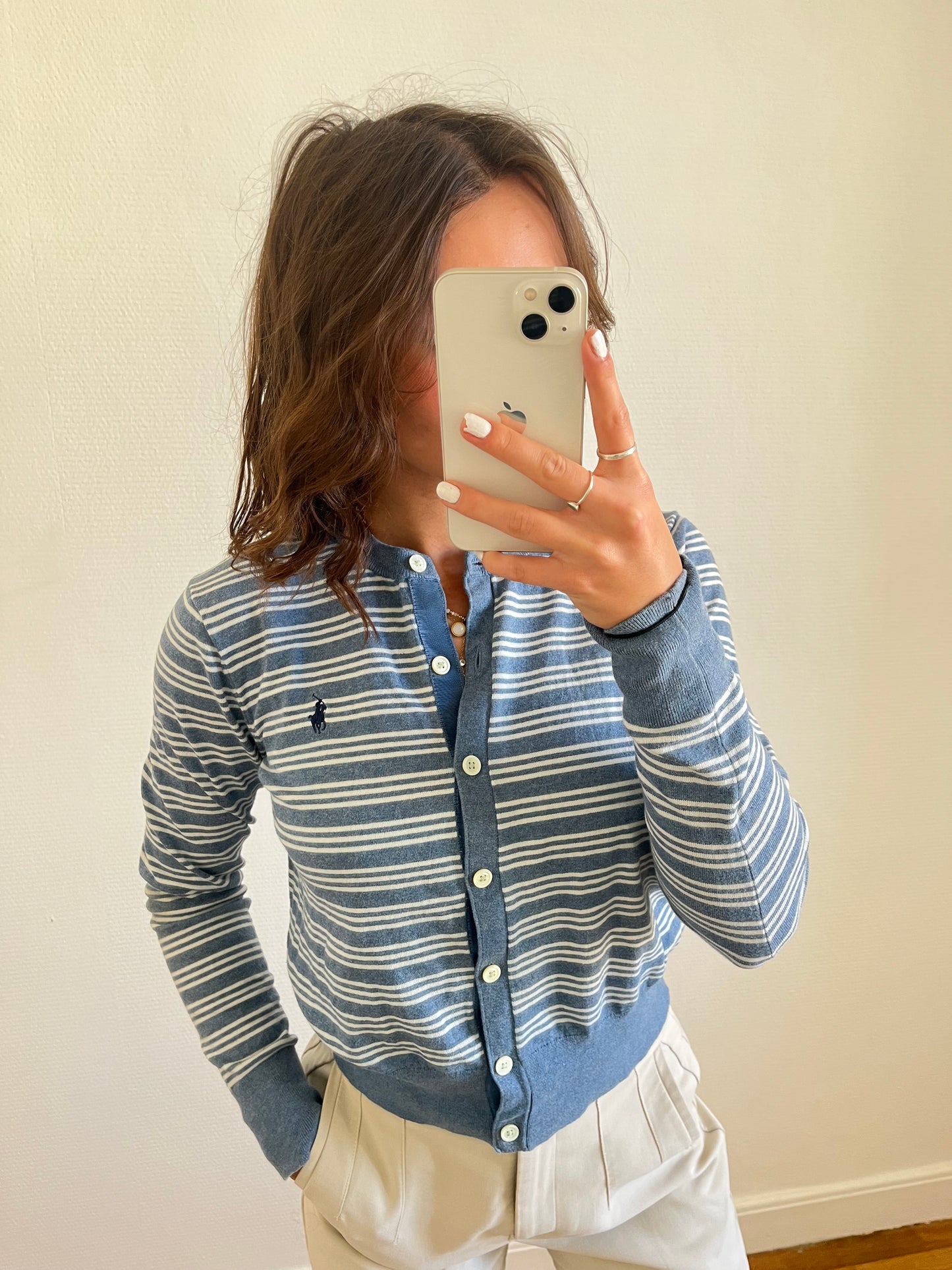 Gilet rayé bleu Ralph Lauren - S