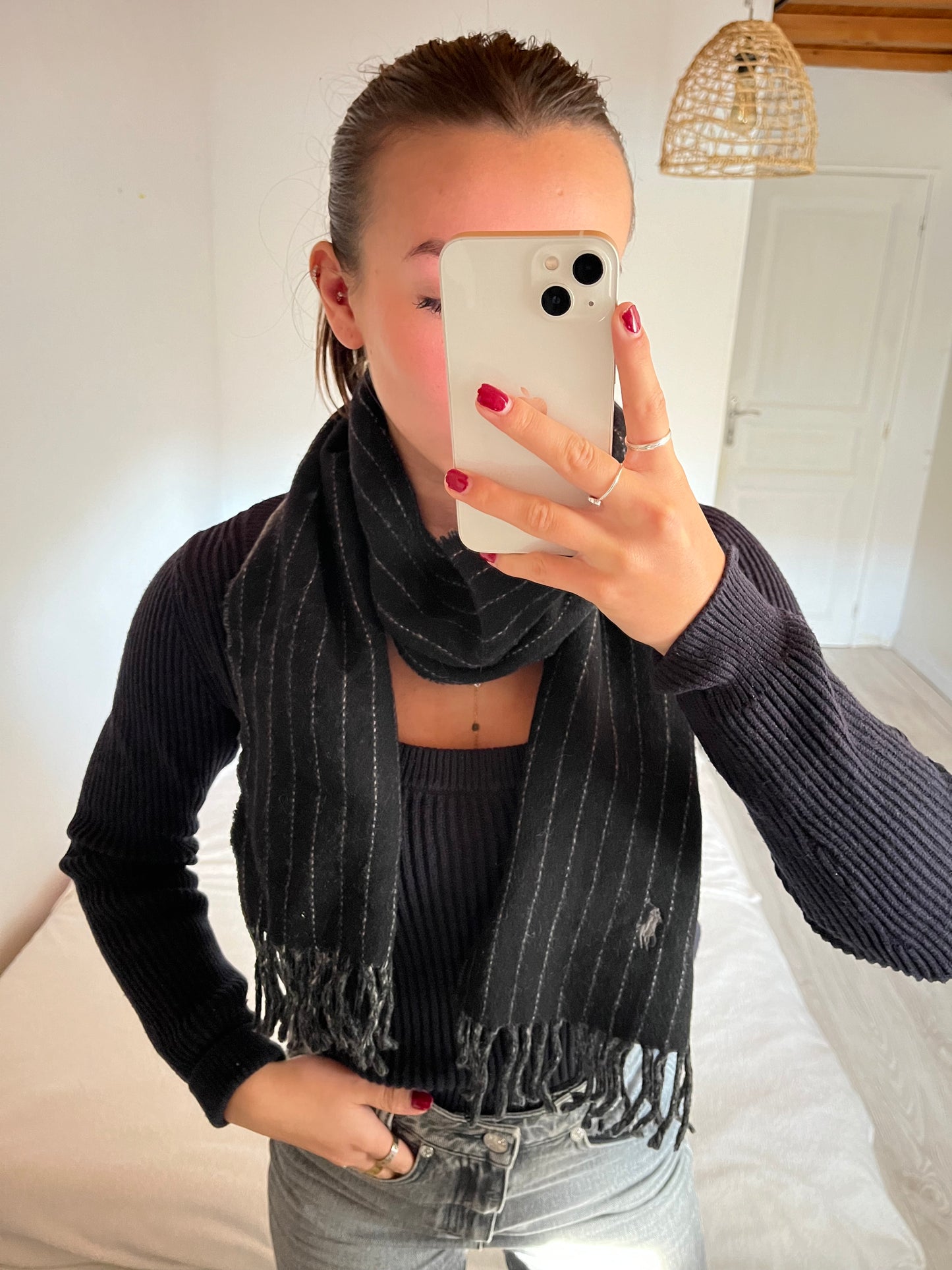 Écharpe en laine rayée Ralph Lauren