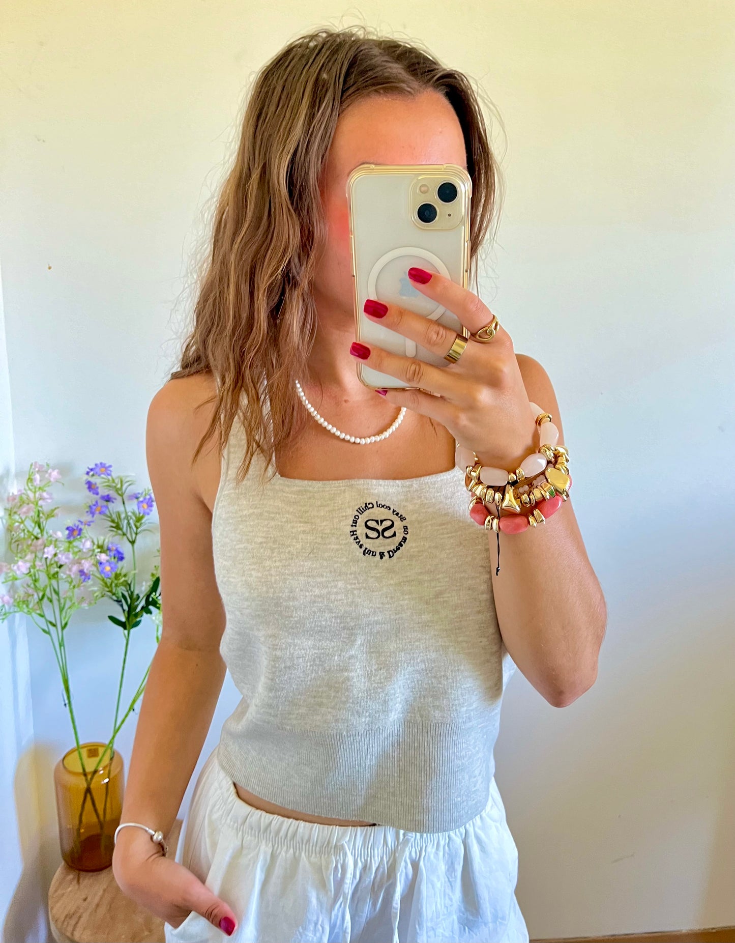 Top gris brodé Sandro - S