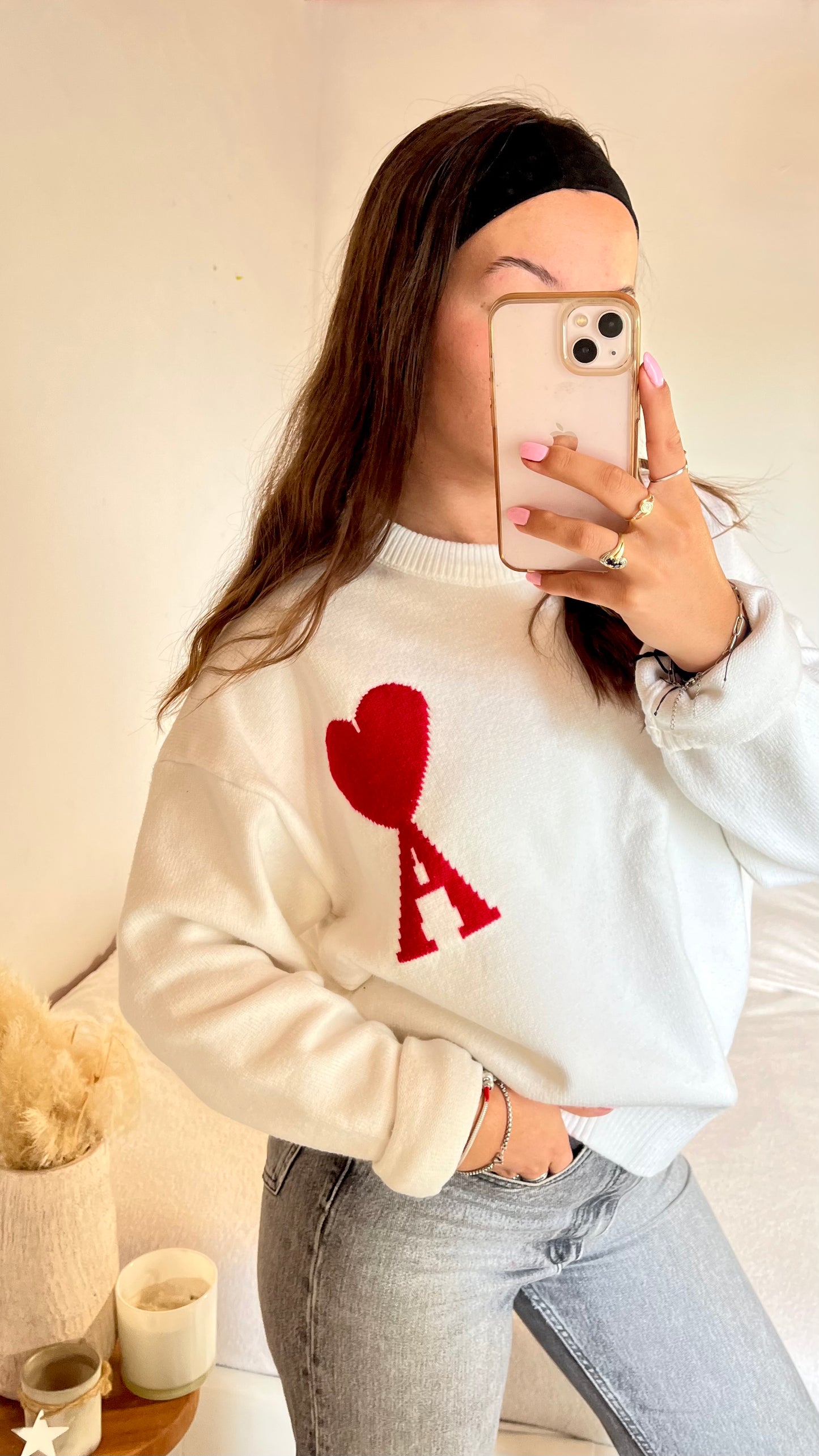 Sweat col rond blanc Ami Paris - M