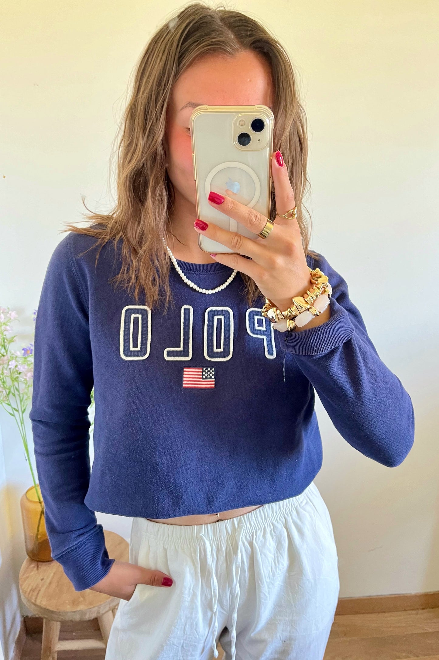 Sweat bleu marine American flag Ralph Lauren - XS