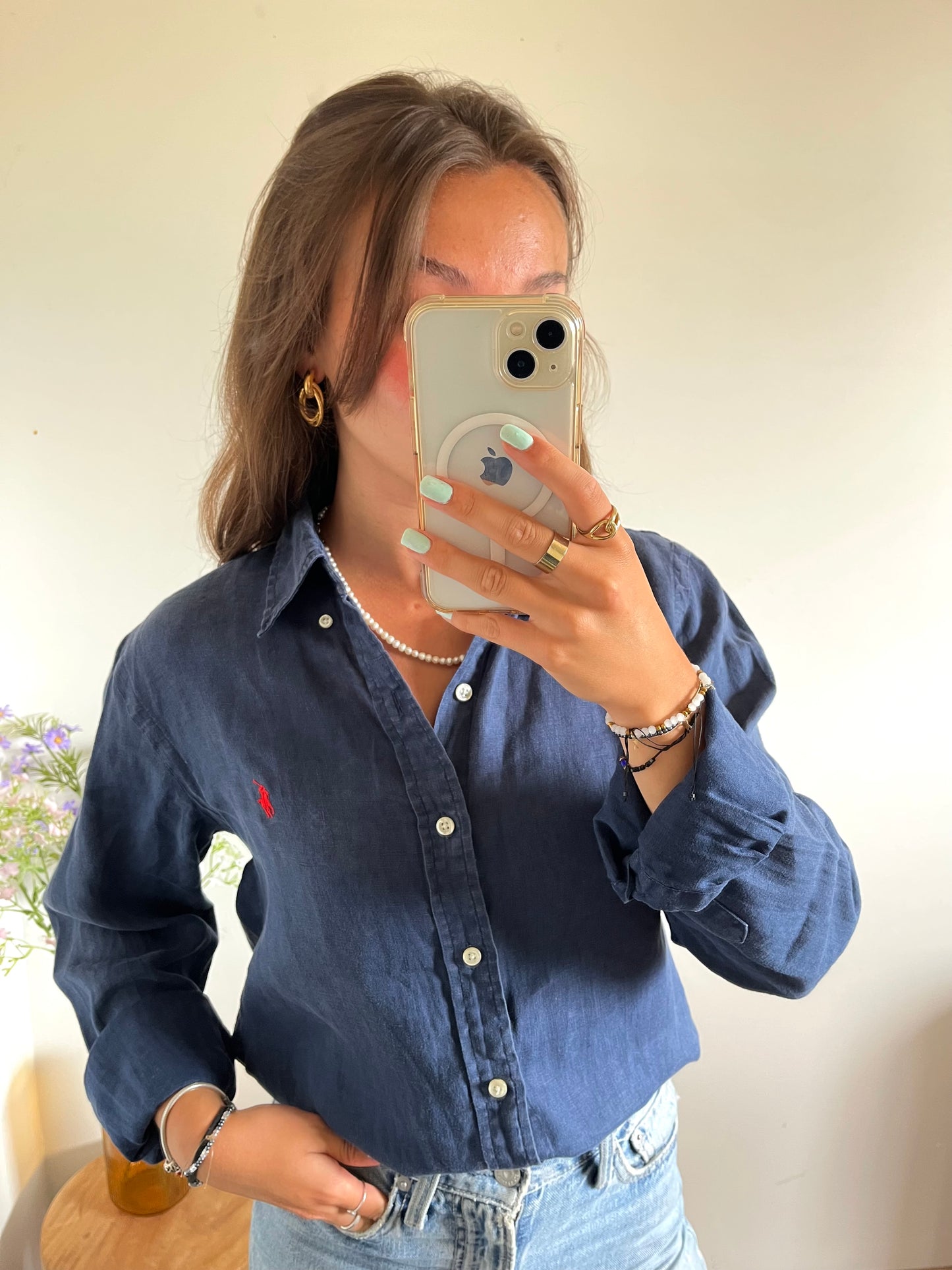 Chemise en lin bleu marine Ralph Lauren - S homme / M femme