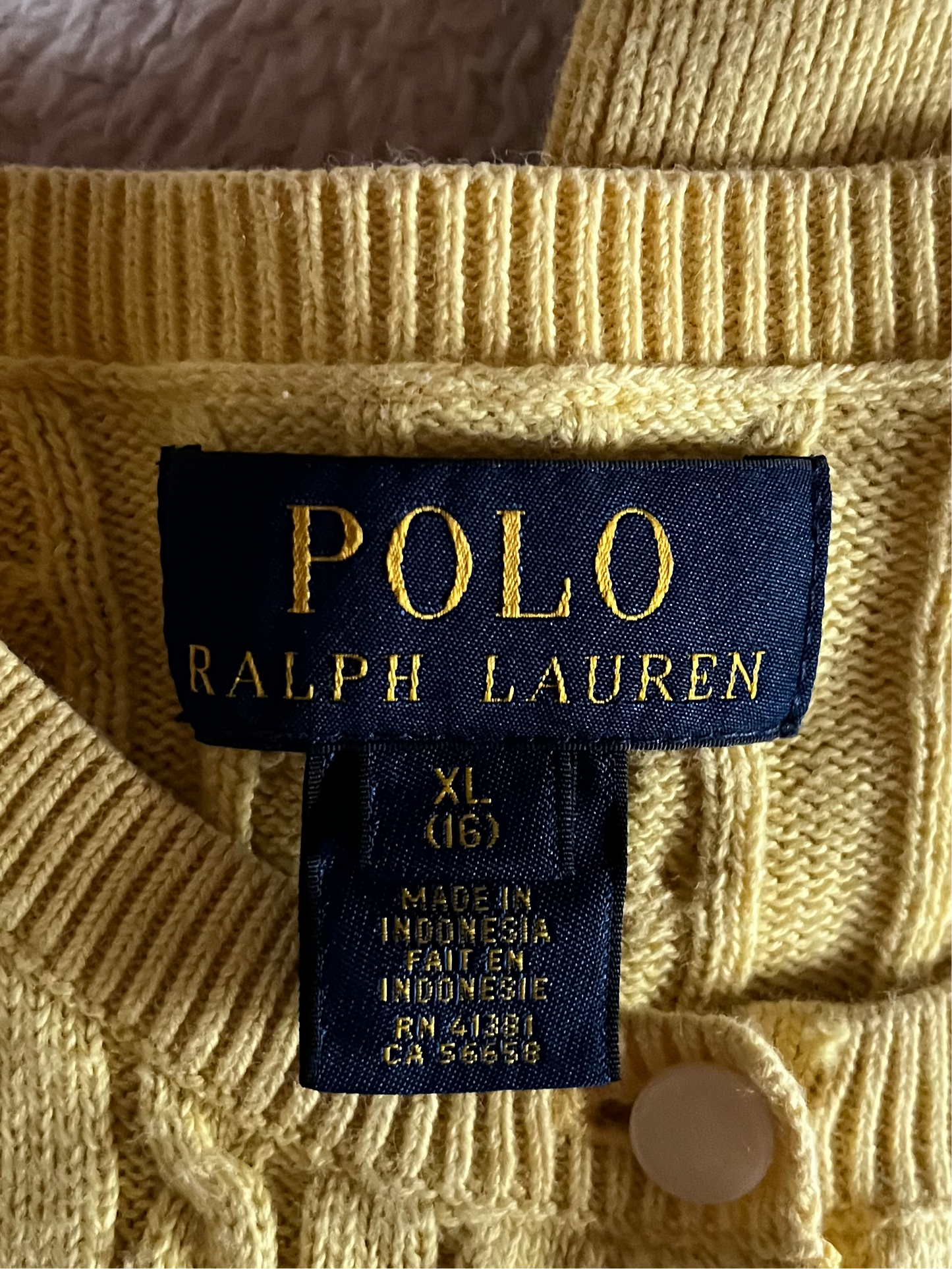 Gilet torsadé jaune pastel Ralph Lauren - S