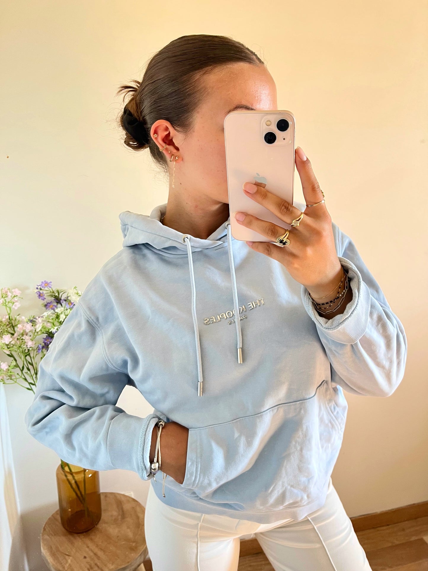 Sweat à capuche bleu pastel - S