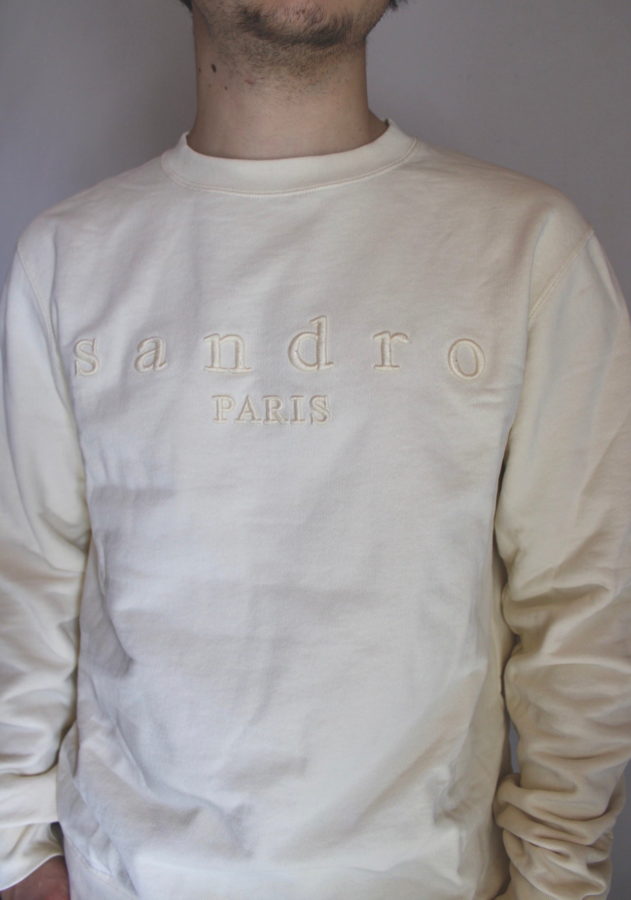 Sweat col rond écru Sandro - S homme / M femme