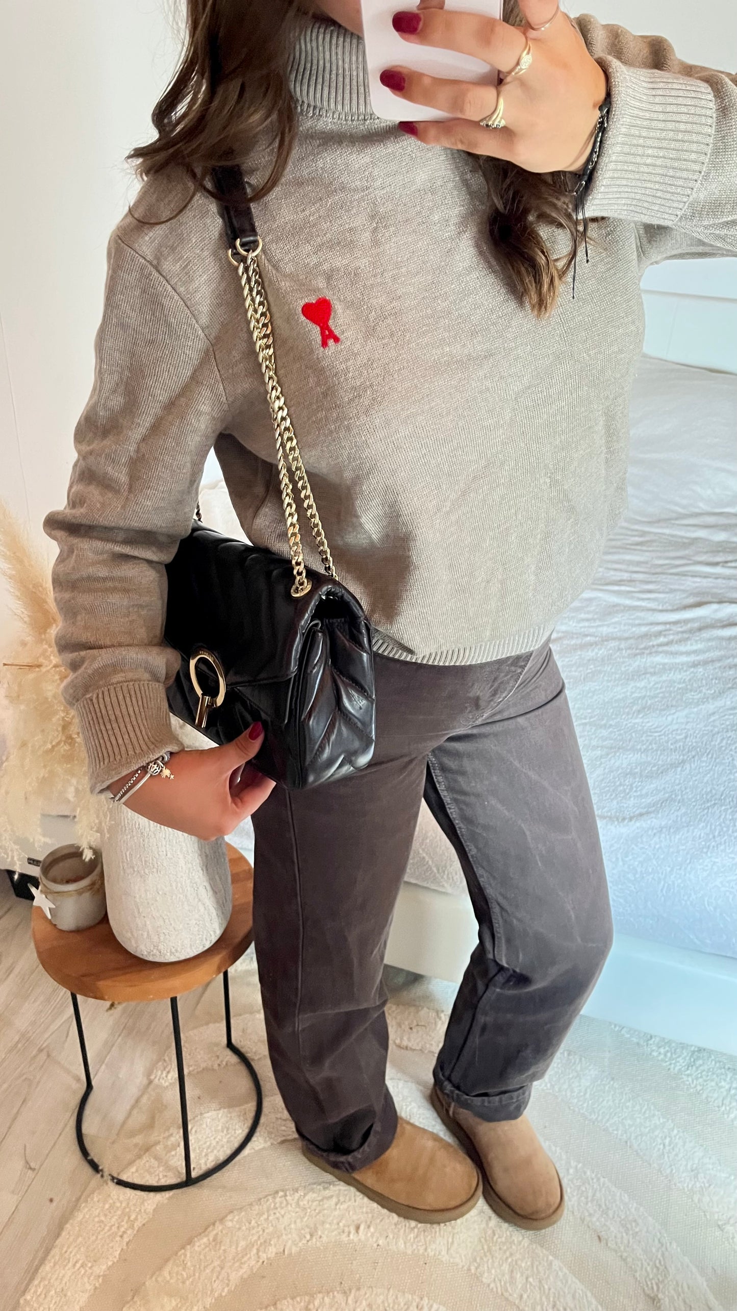 Pull beige laine de mérinos Ami Paris - S