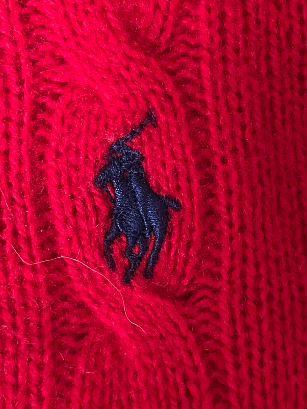 Pull torsadé rouge laine & cachemire Ralph Lauren - XS