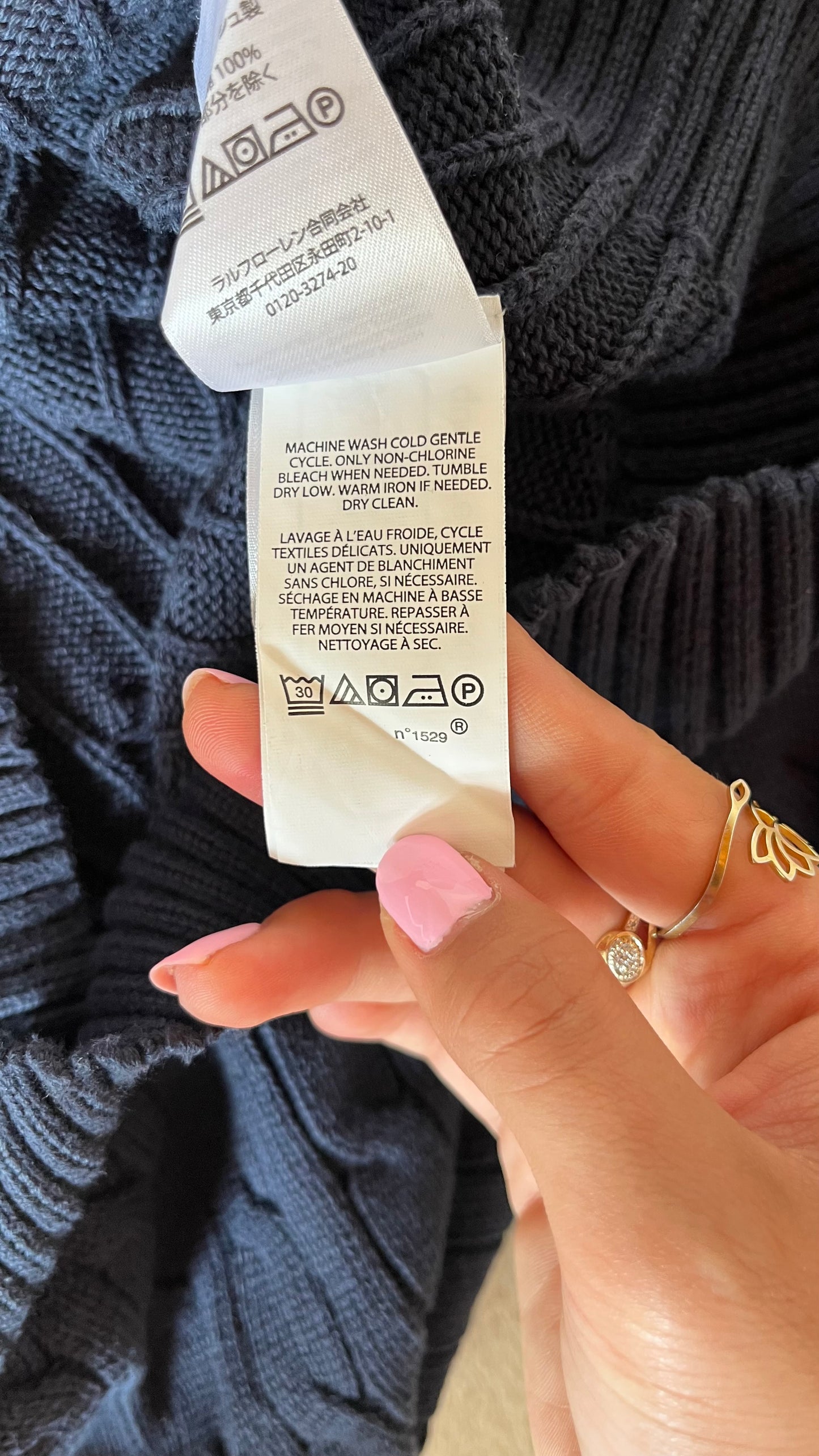 Pull torsadé demi-zippé marine Ralph Lauren - S