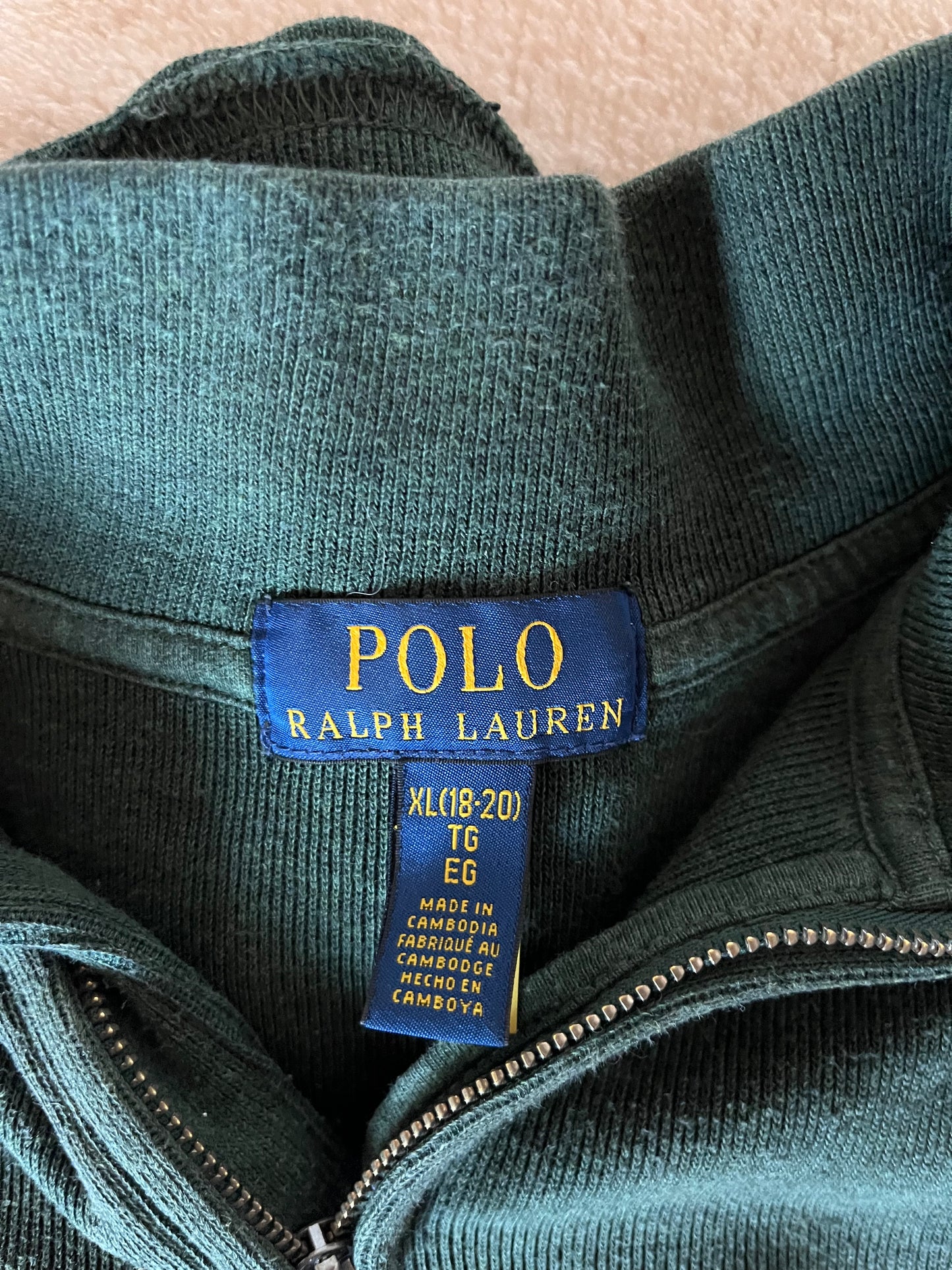 Pull demi-zip vert Ralph Lauren - M