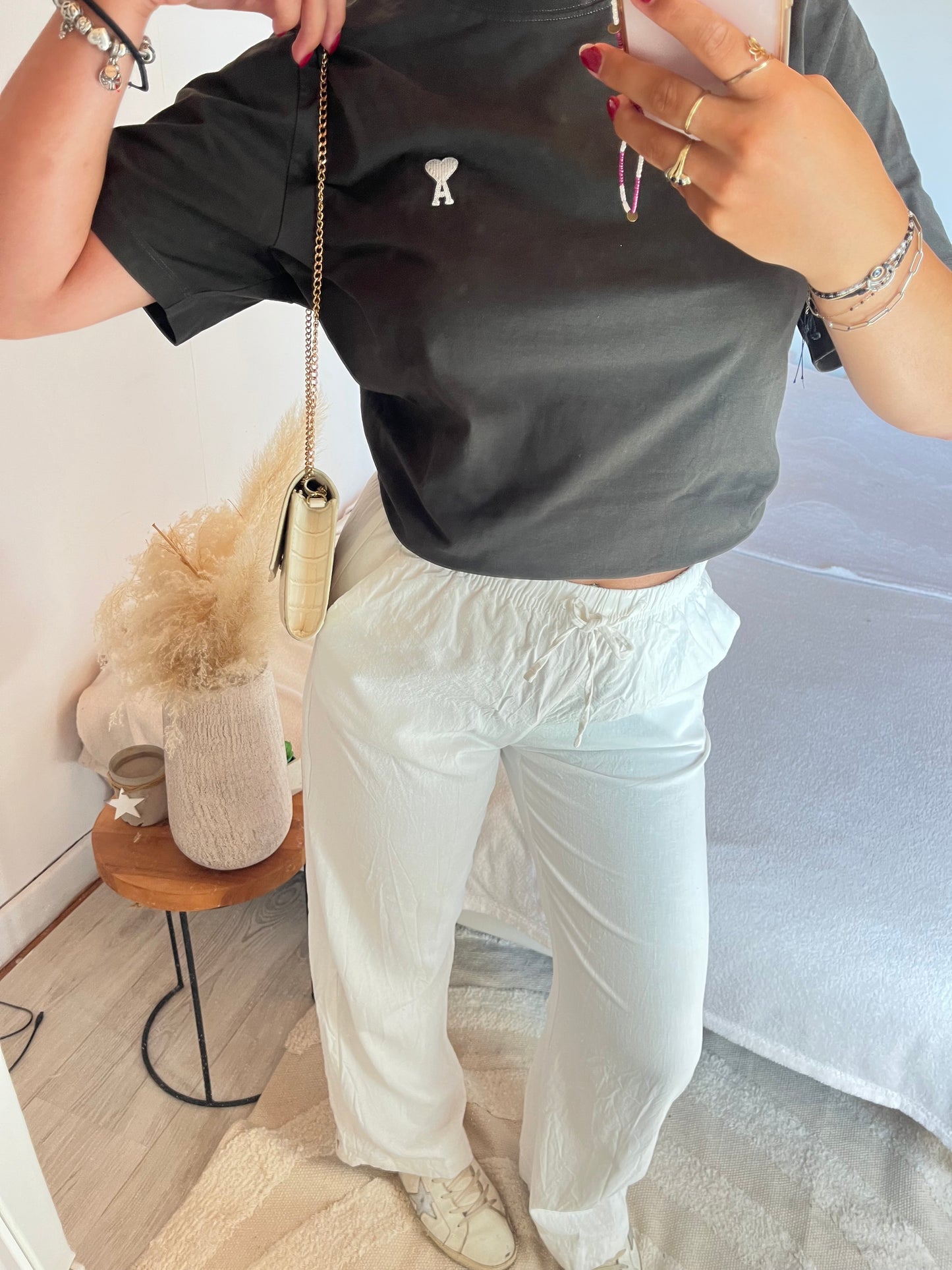 T-shirt gris noir Ami Paris - M