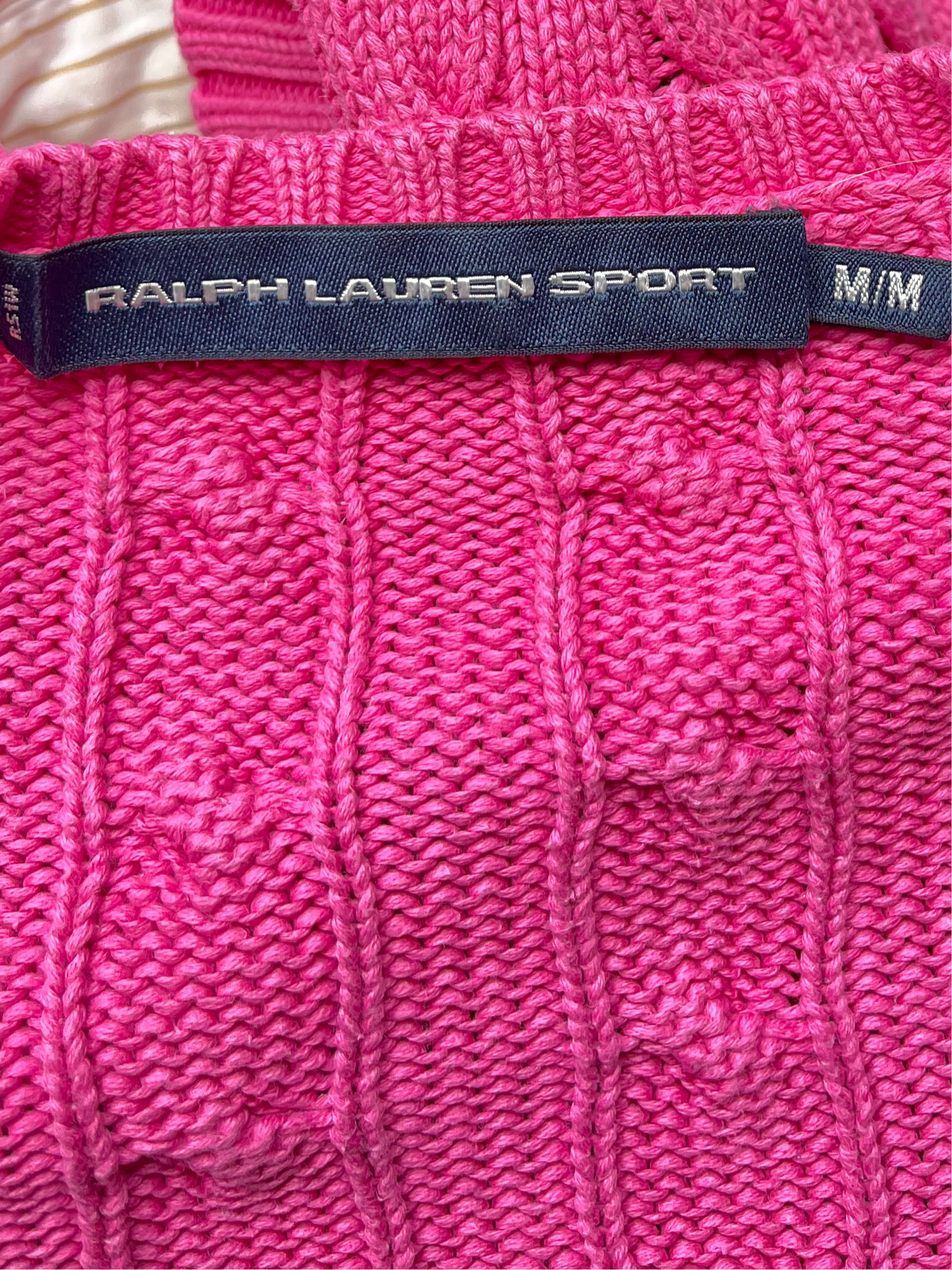 Pull torsadé col V rose Ralph Lauren - M