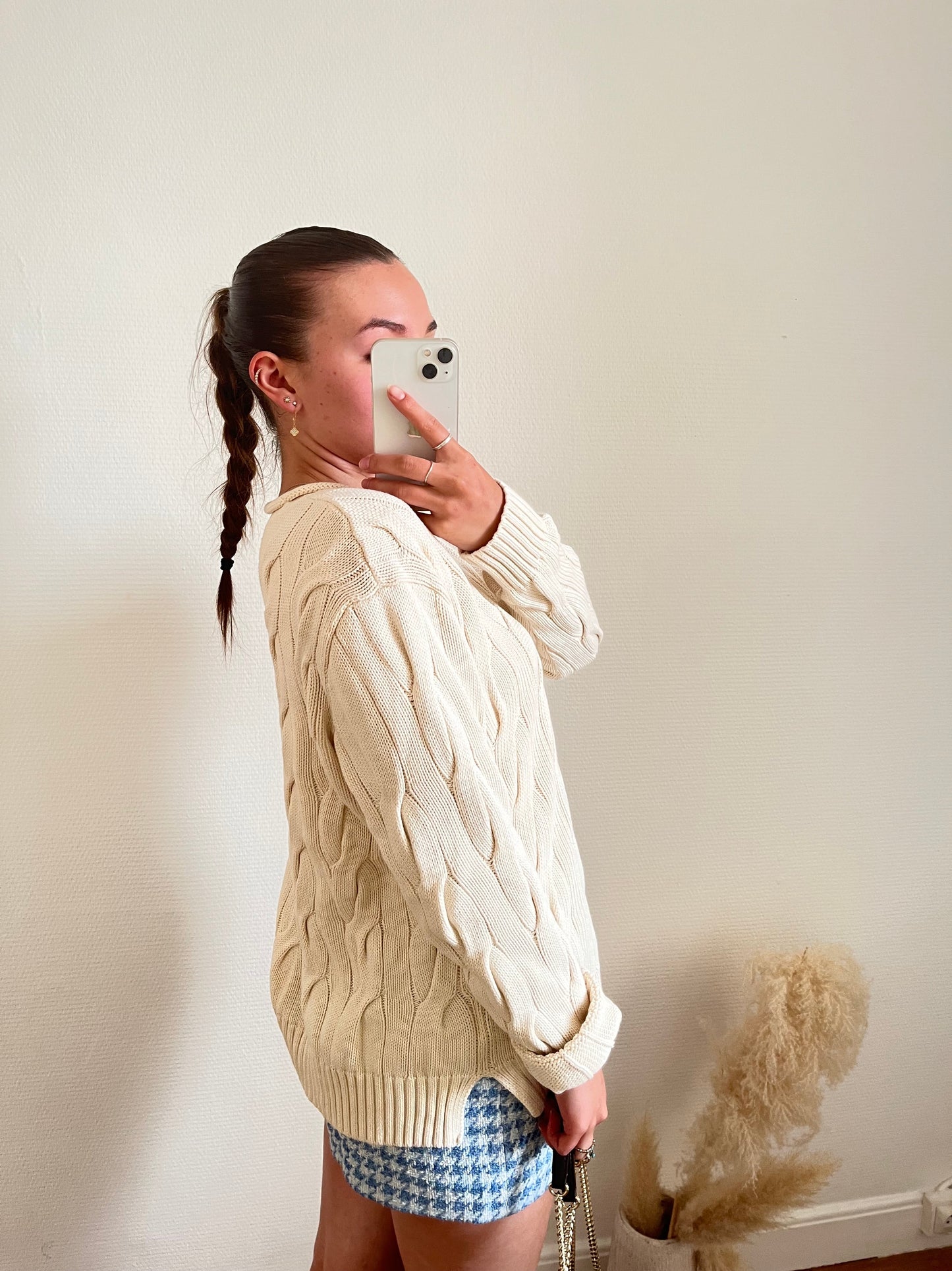 Pull torsadé blanc Ralph Lauren - S
