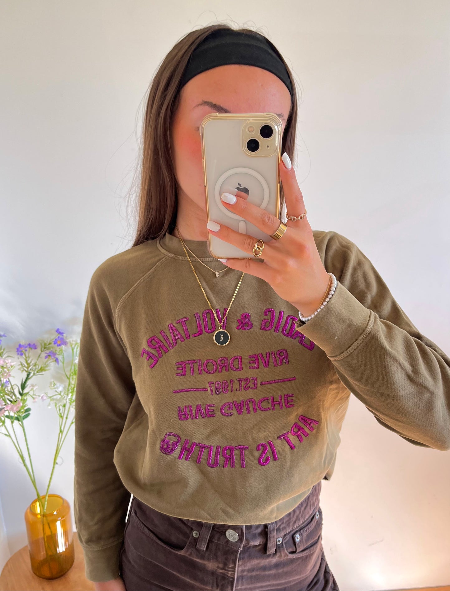 Pull col rond kaki Zadig & Voltaire - XS