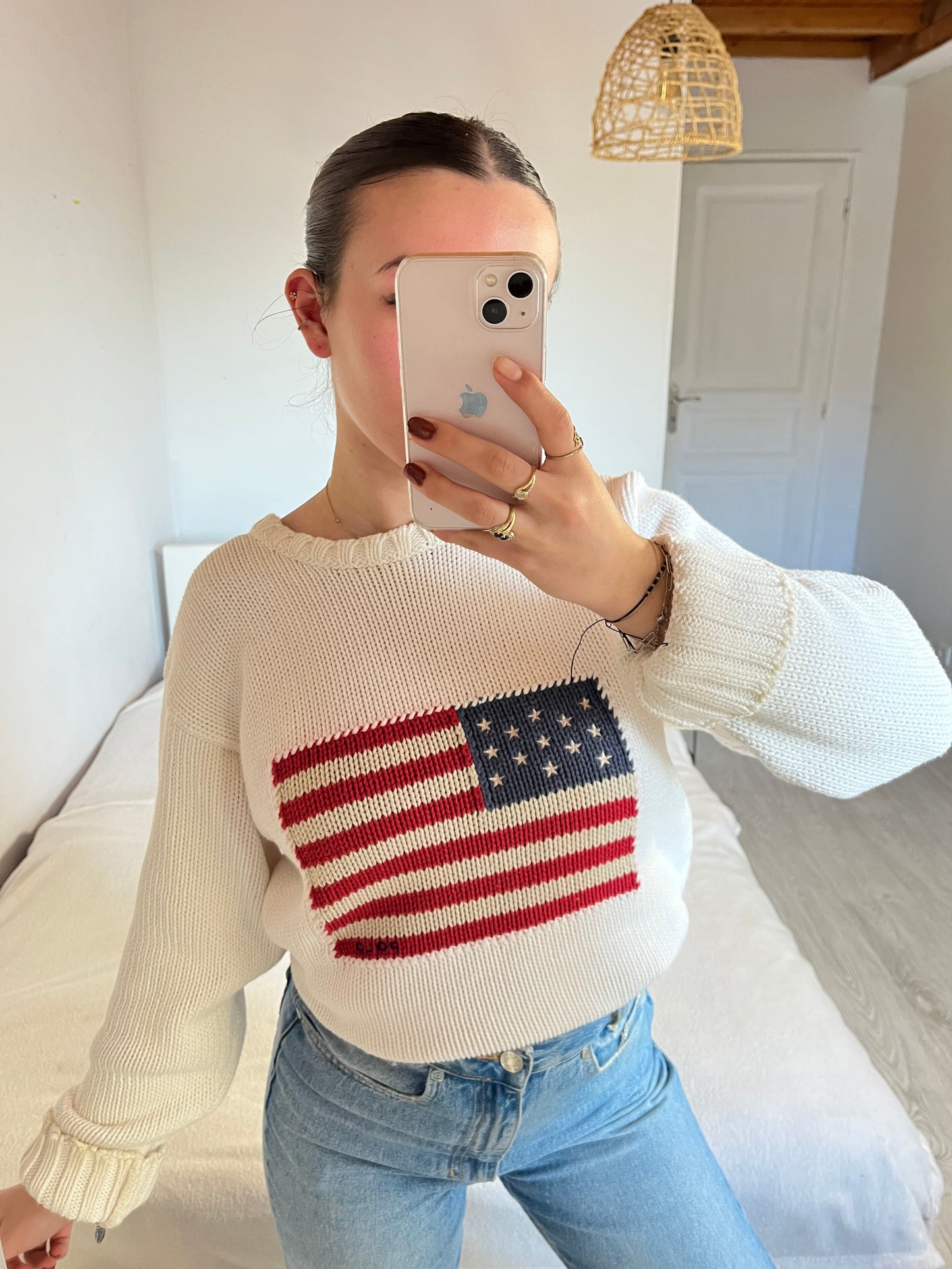 Pull American Flag blanc - M/L