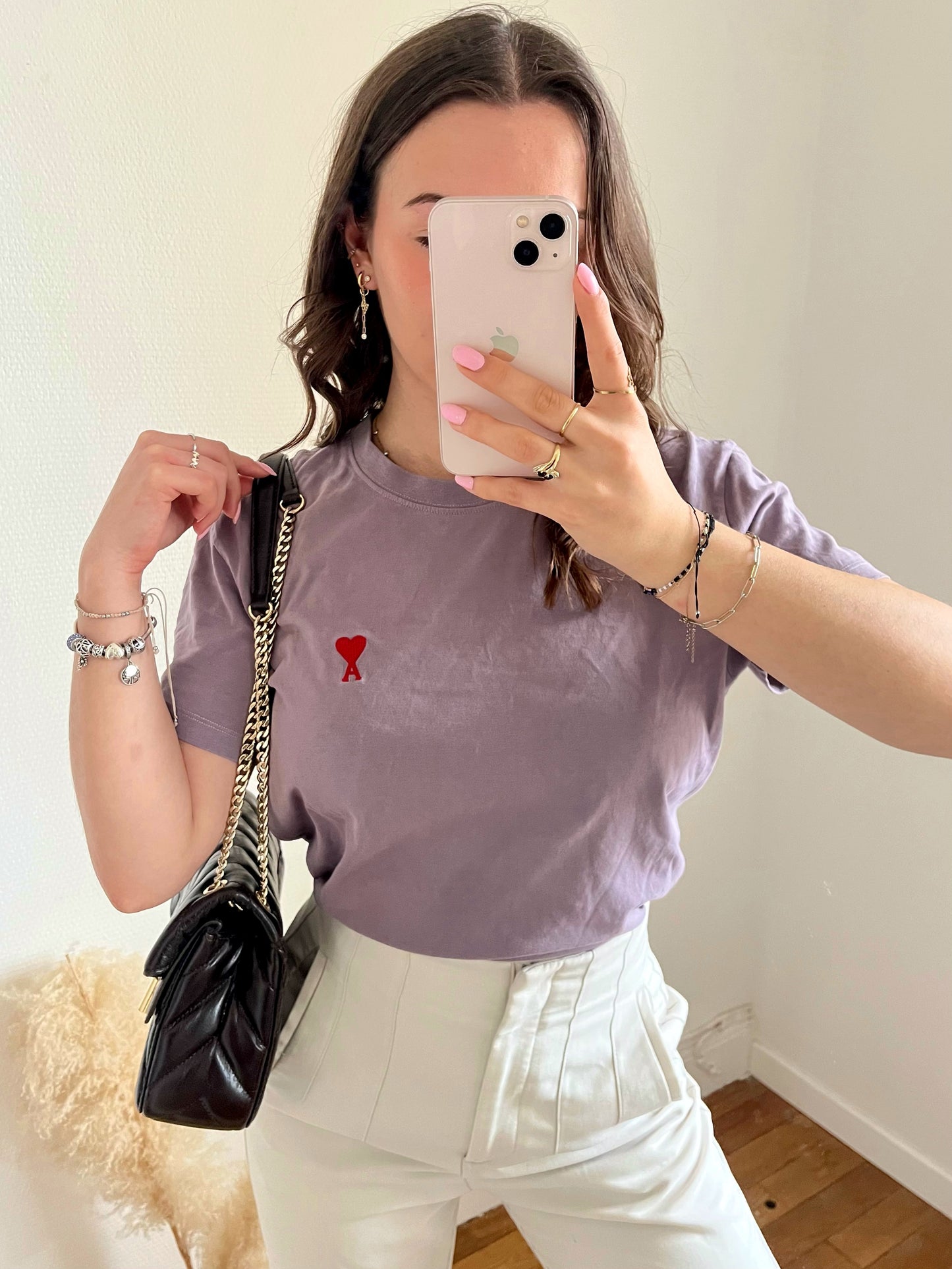 T-shirt mauve pastel Ami Paris - M