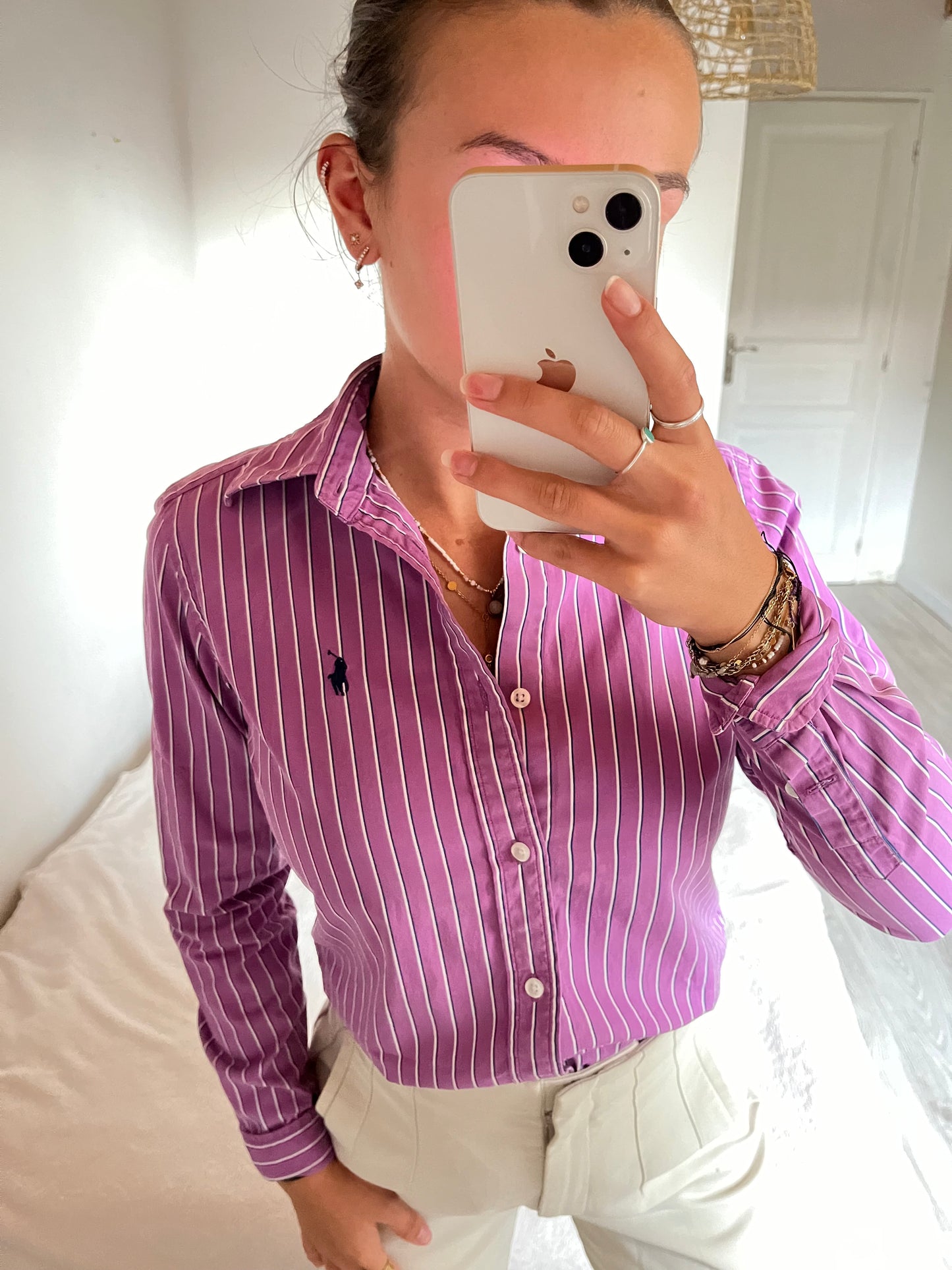 Chemise rayée violette Ralph Lauren - XS