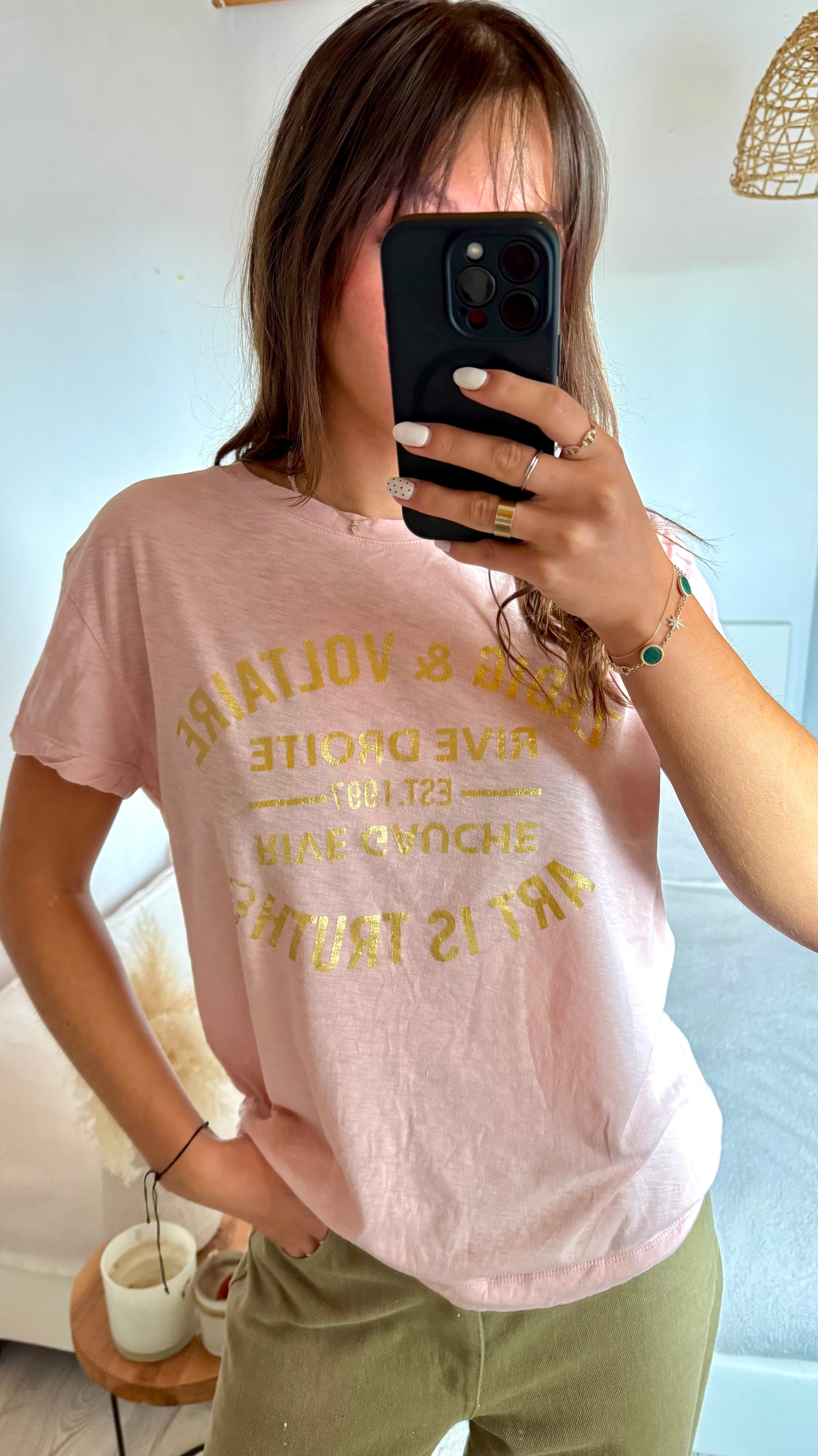 T-shirt rose et doré Zadig & Voltaire - S