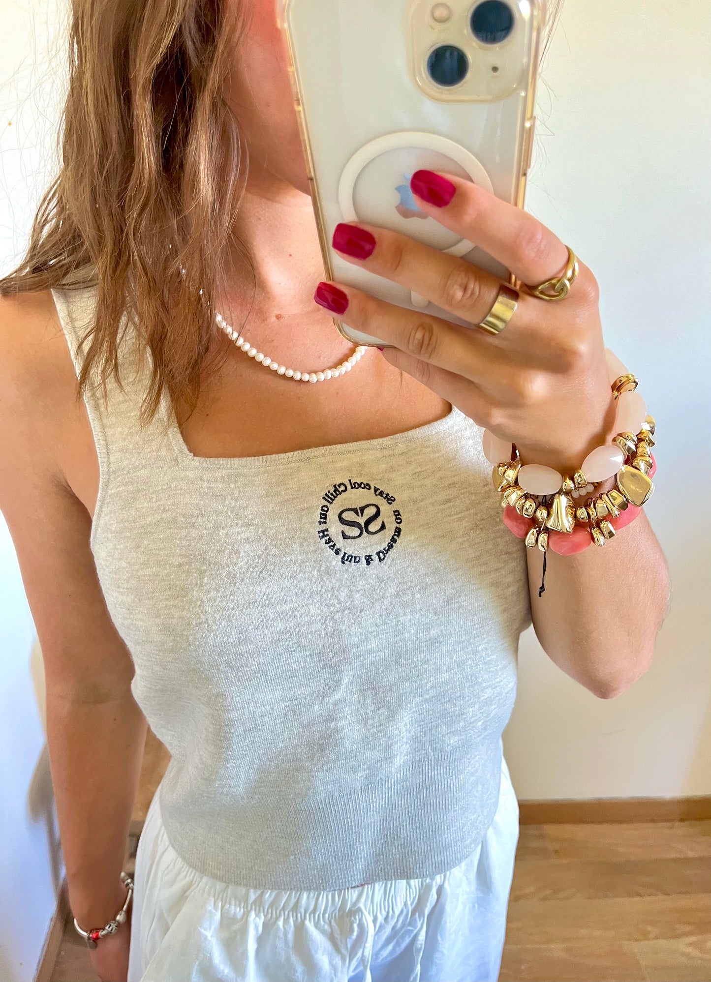 Top gris brodé Sandro - S