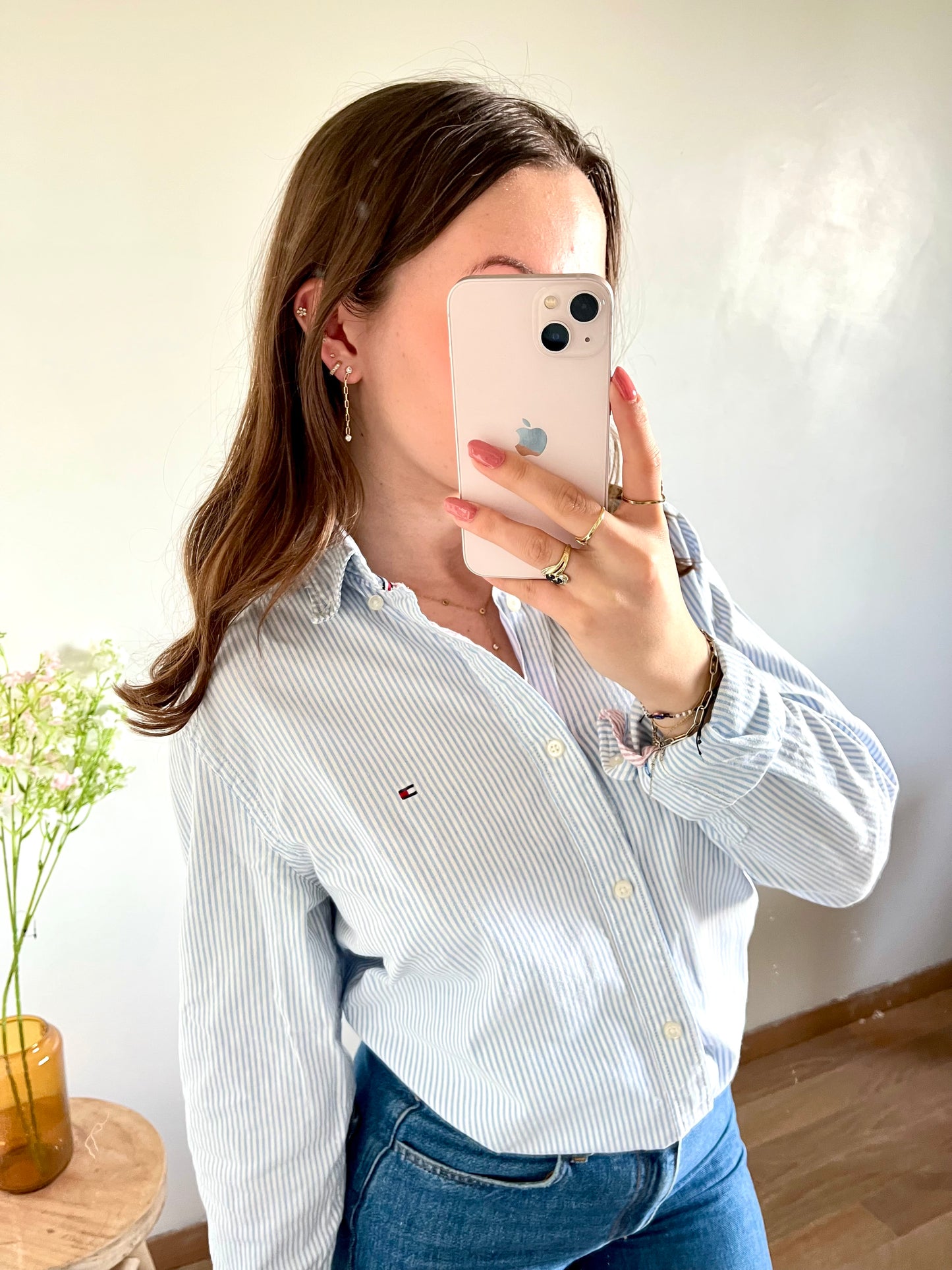 Chemise rayée bleue Tommy Hilfiger - L